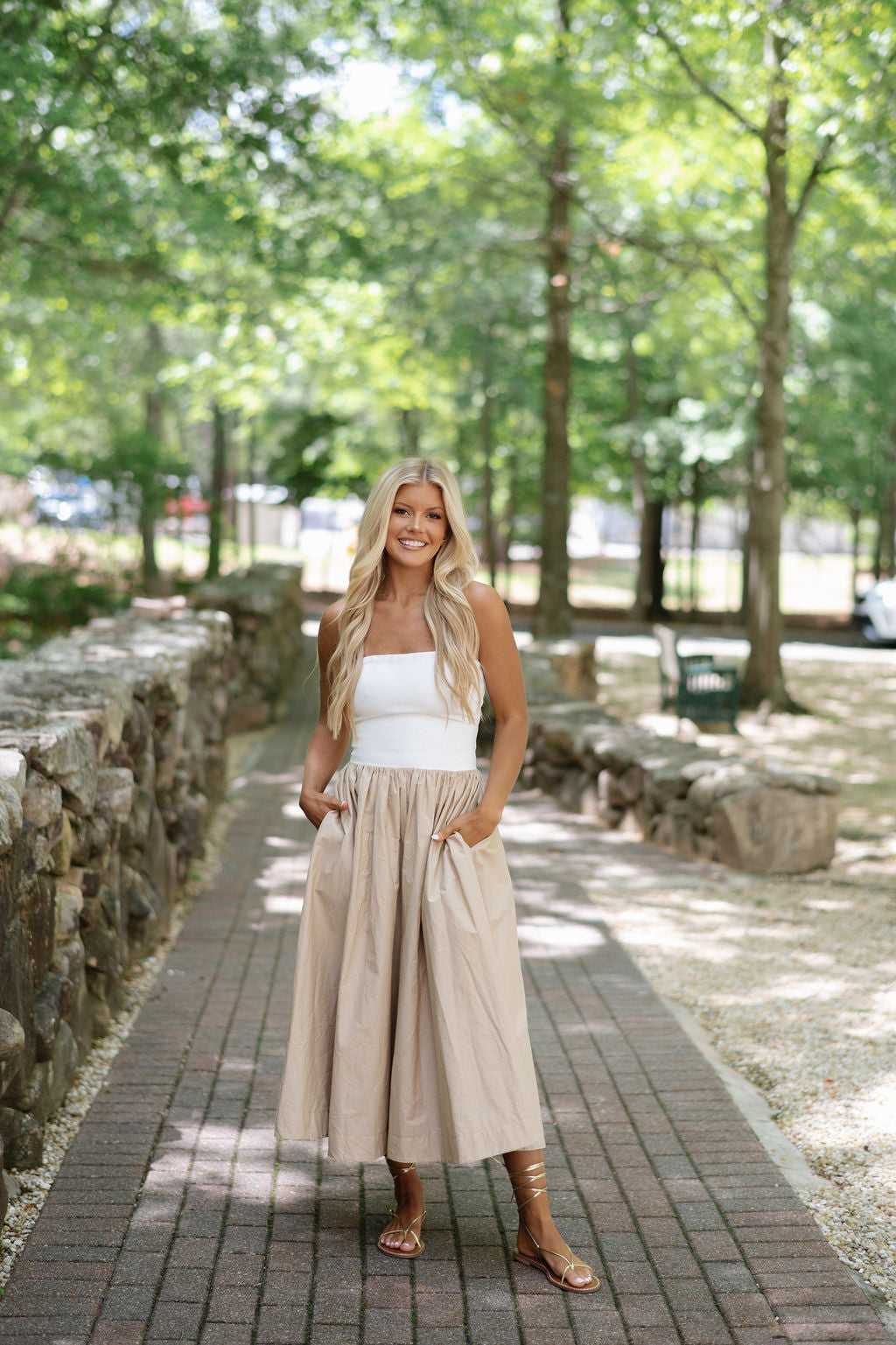 Madelyn Strapless Midi Dress- White