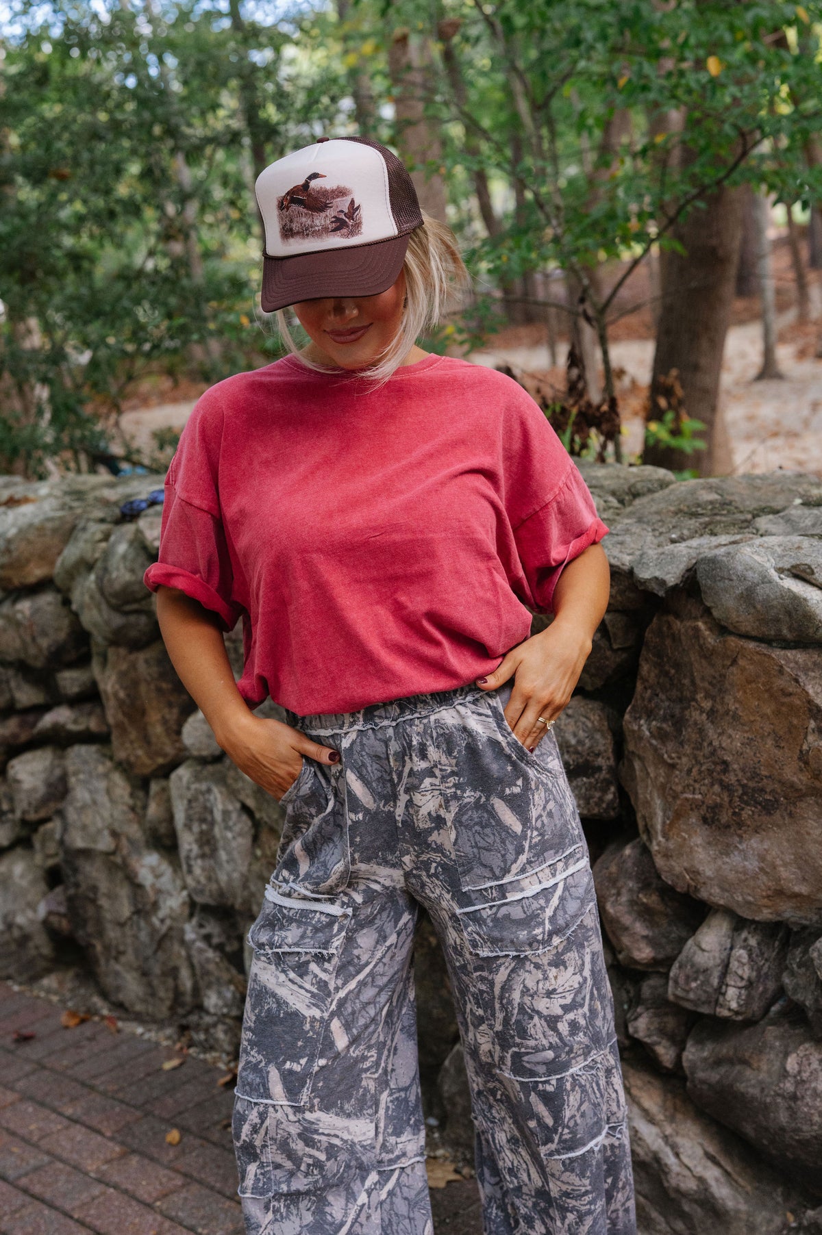 Rae Oversized T-Shirt-Dark Red