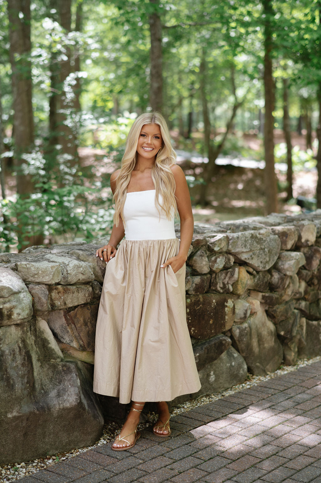 Madelyn Strapless Midi Dress- White