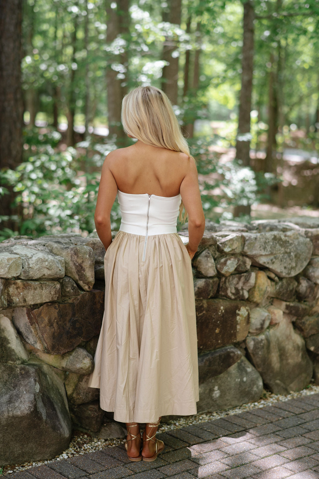 Madelyn Strapless Midi Dress- White