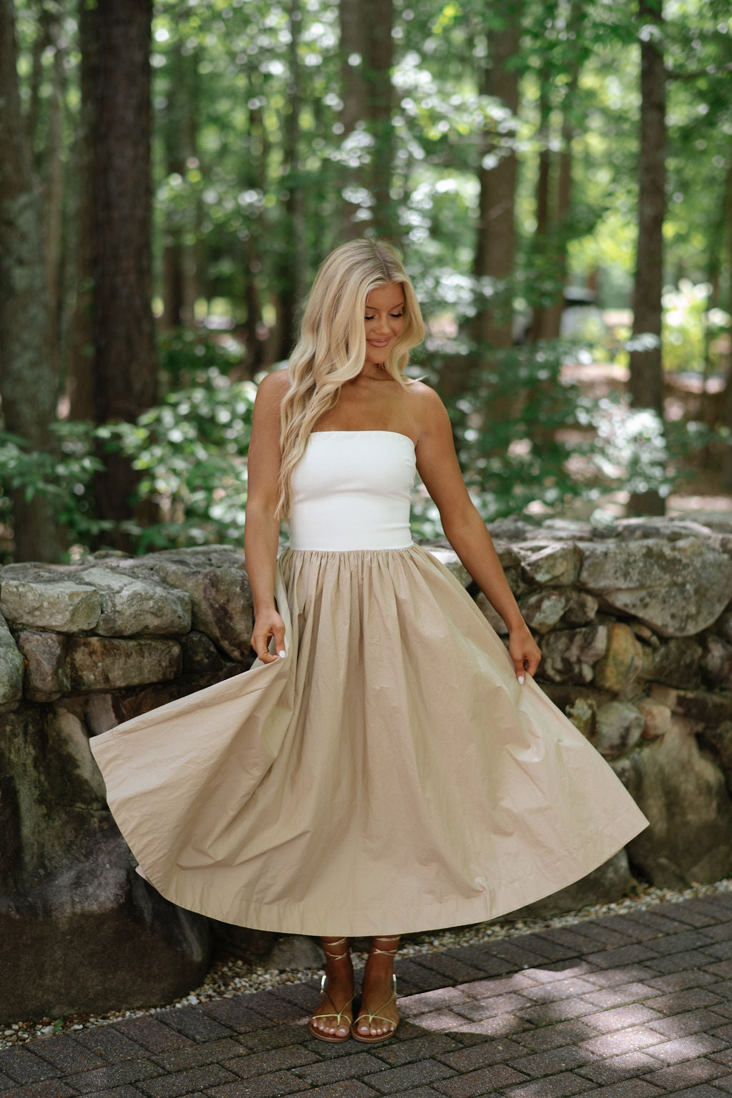 Madelyn Strapless Midi Dress- White