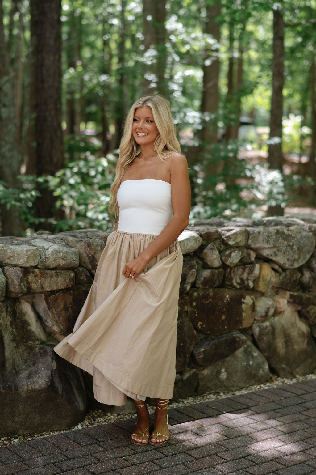 Madelyn Strapless Midi Dress- White