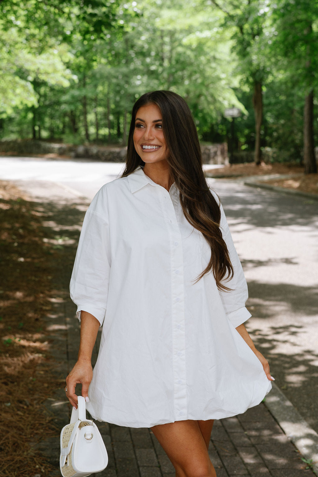 Bubble Shirt Dress-Off White