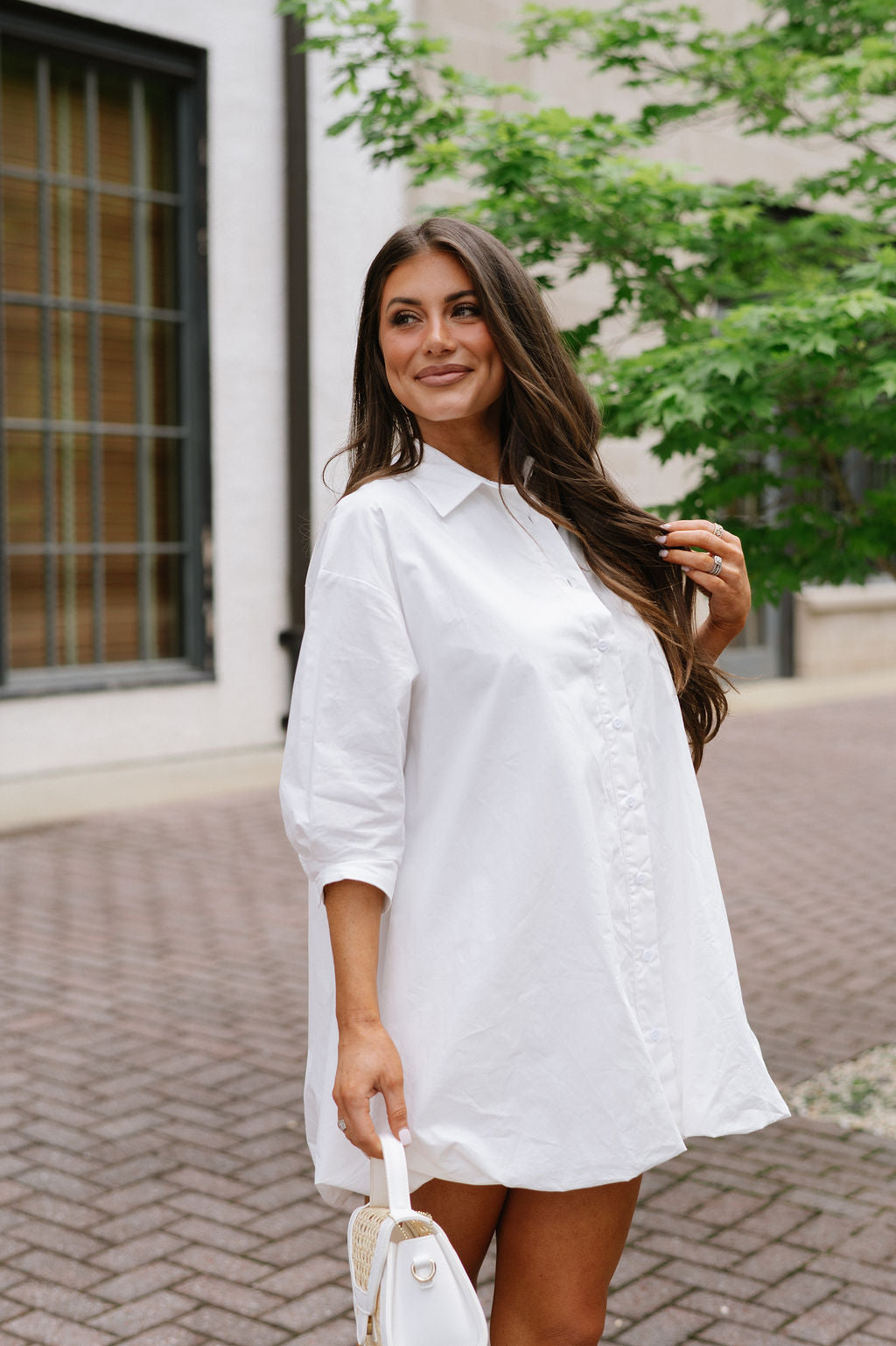 Bubble Shirt Dress-Off White