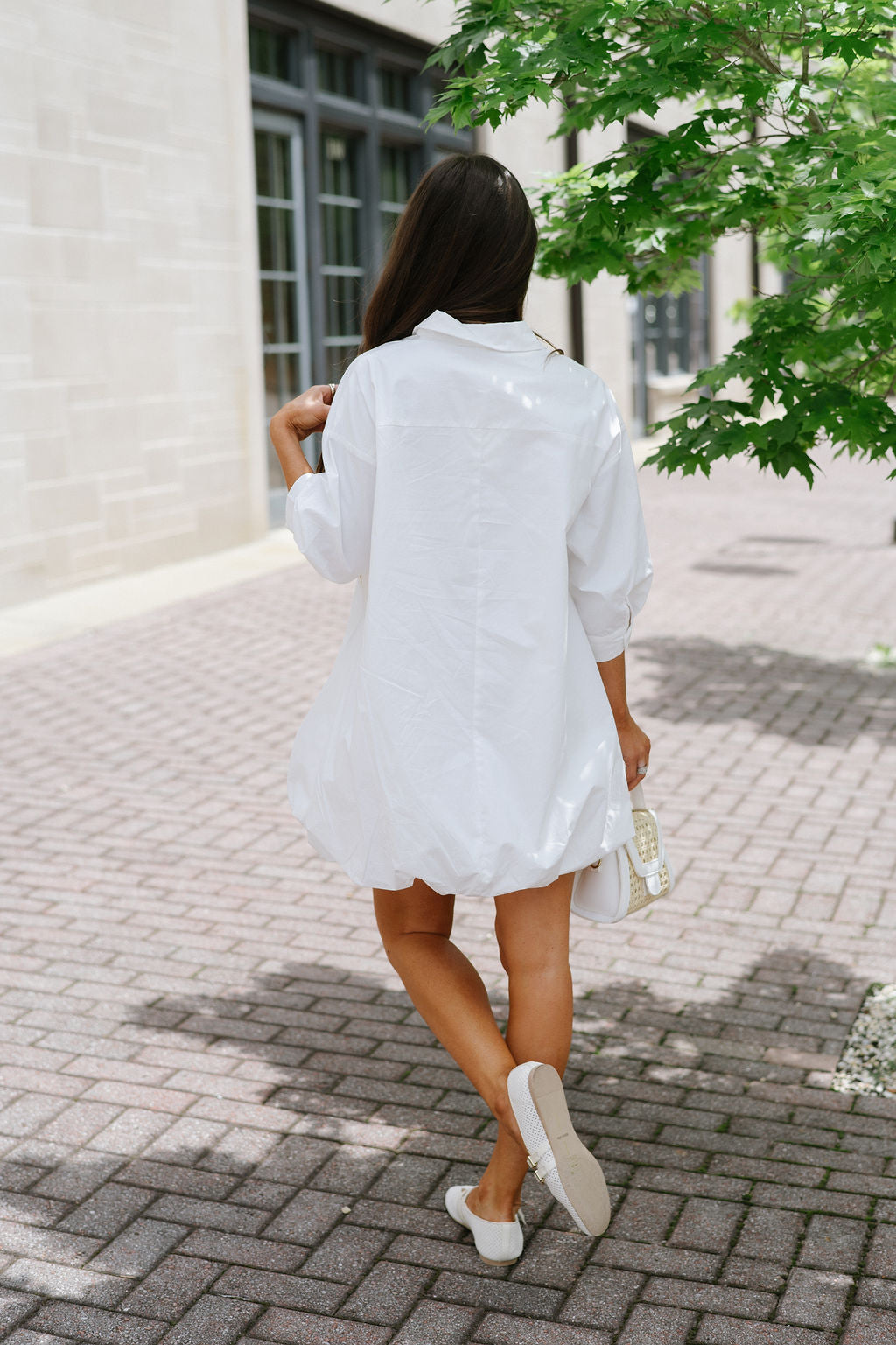 Bubble Shirt Dress-Off White