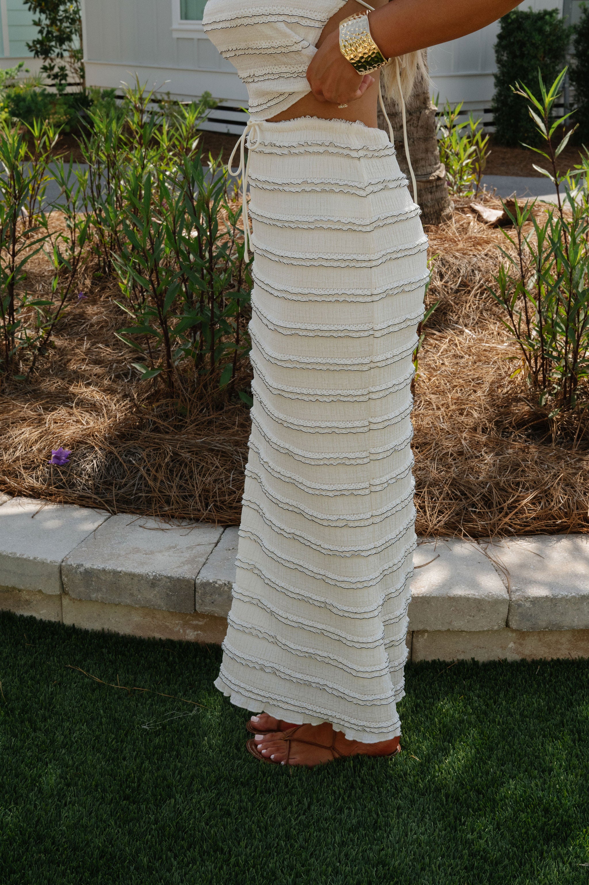 Smocked Ruffle Skirt Set-Ivory