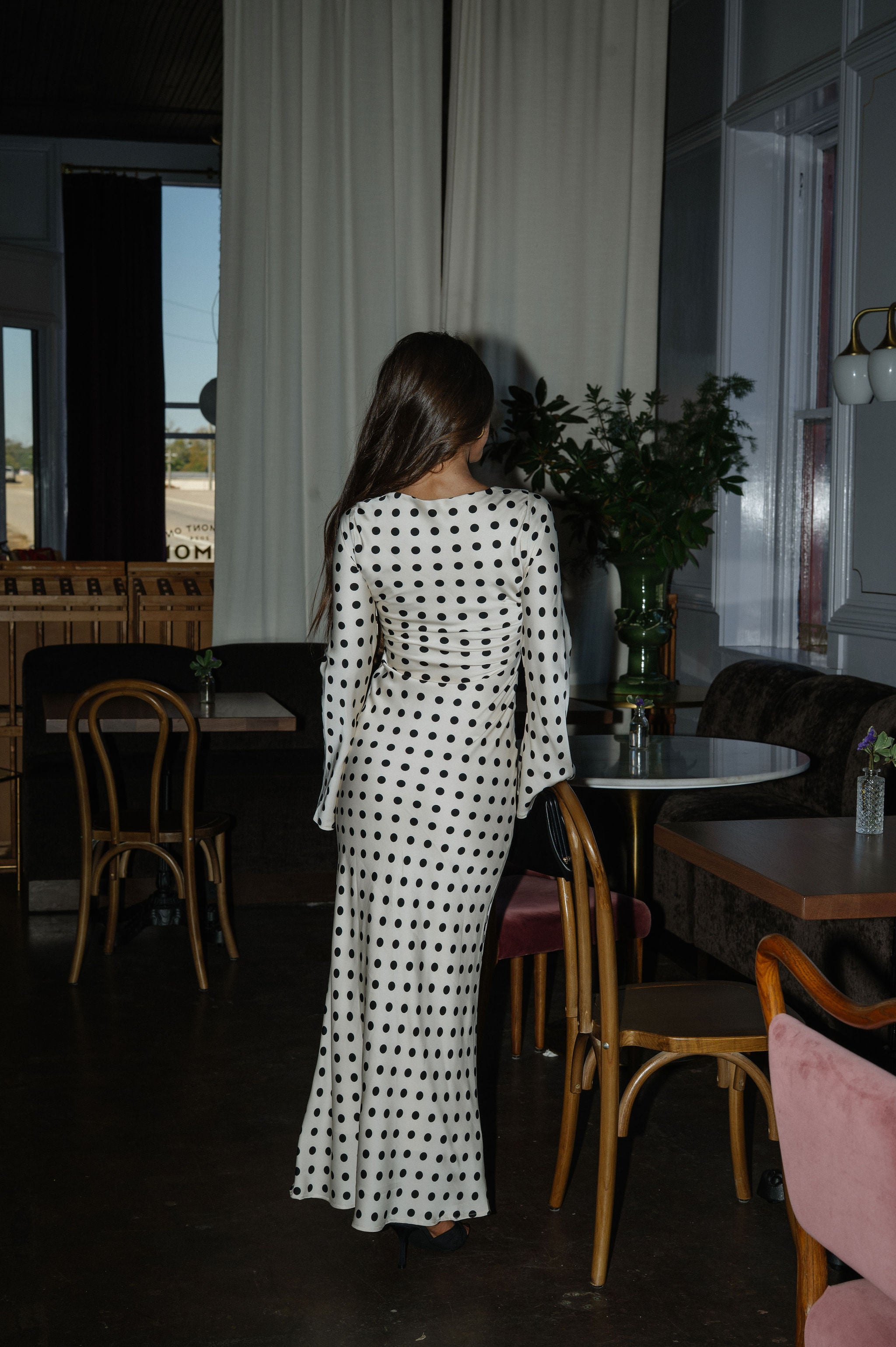 Polka Dot Maxi Dress-Ivory