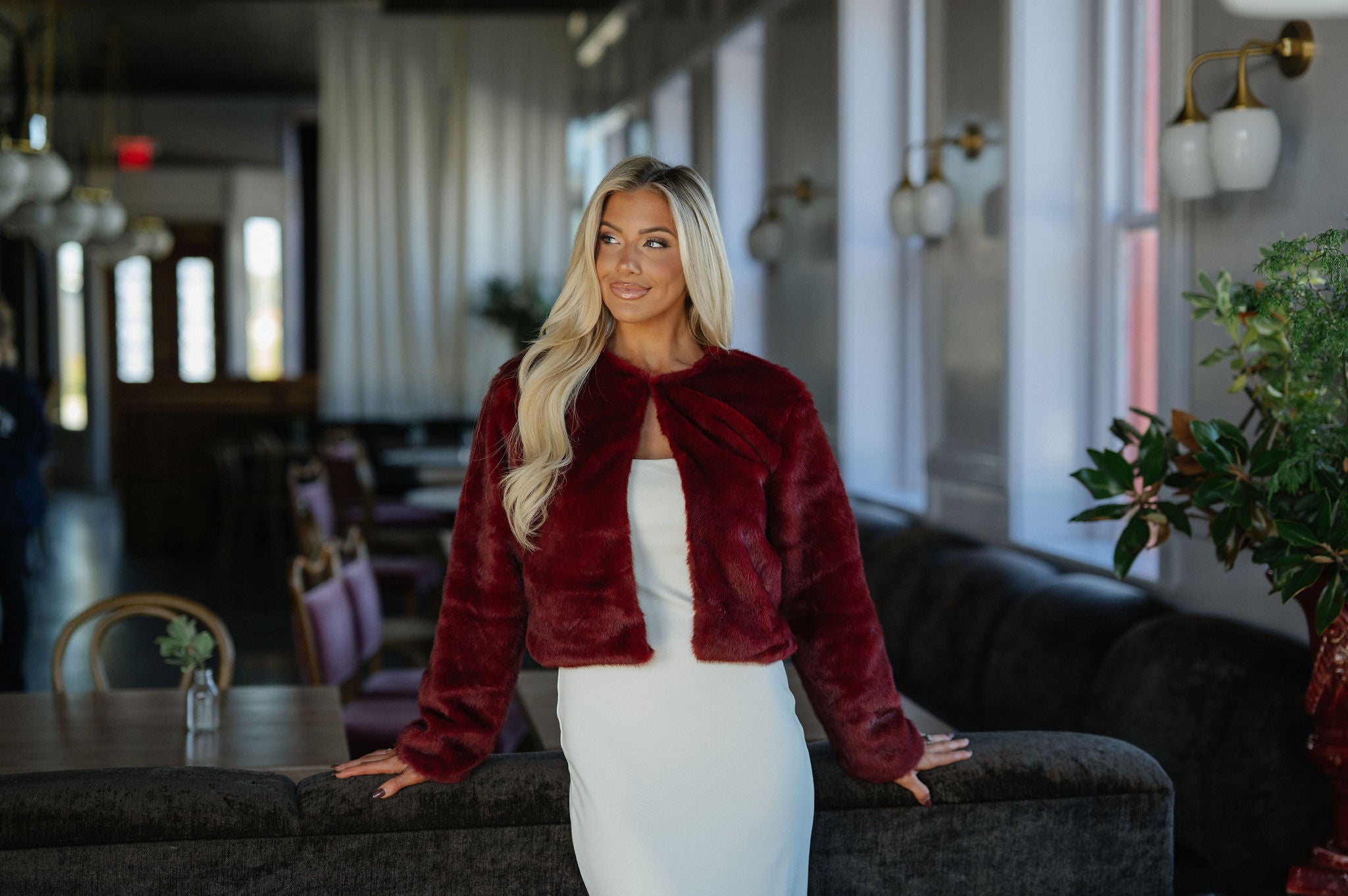 Lewis Cropped Jacket-Wine