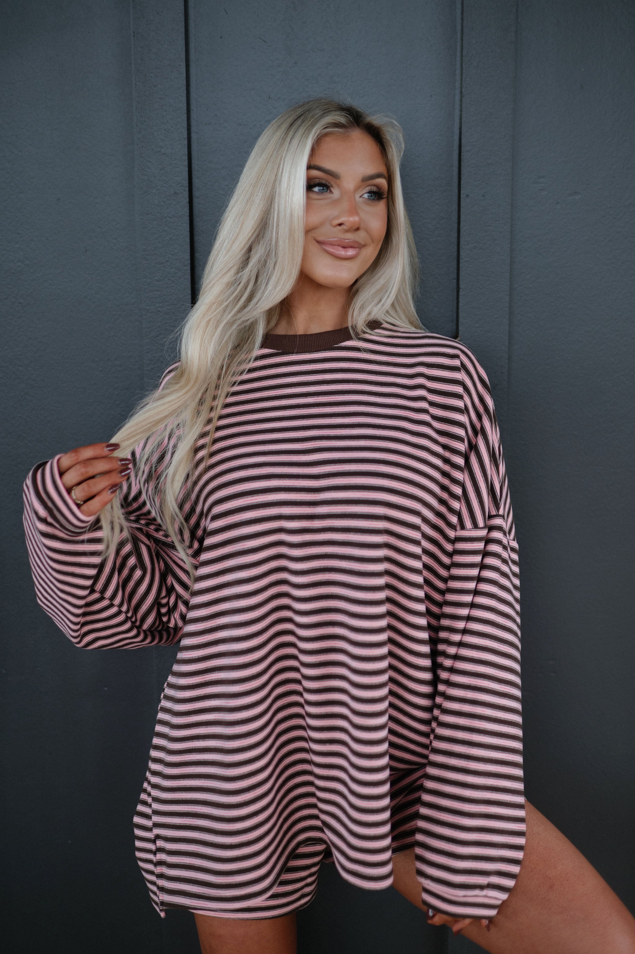 Kit Striped Shorts Set-Pink