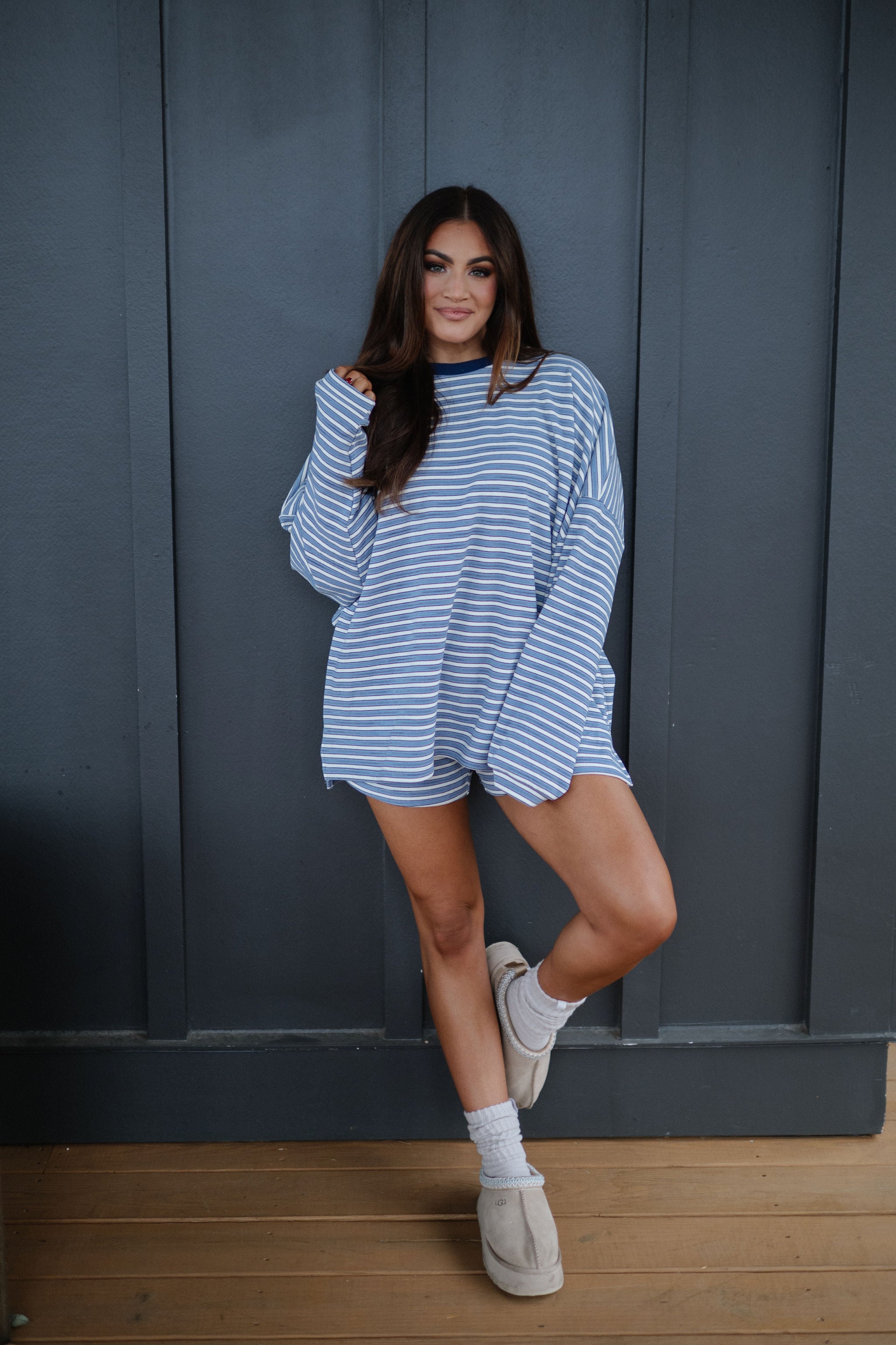 Kit Striped Shorts Set-Blue