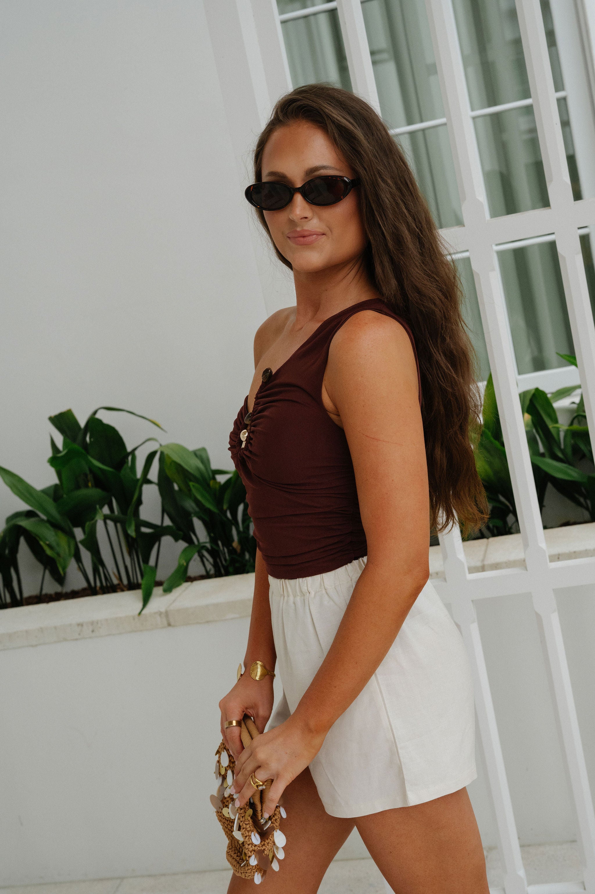 Delilah Ruched Top-Choco