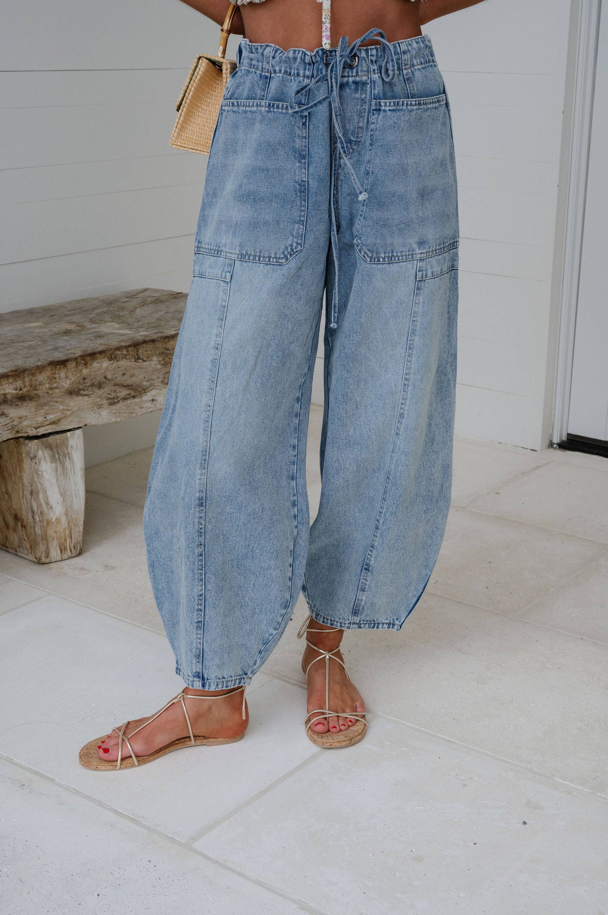 Holly Drawstring Barrel Jeans
