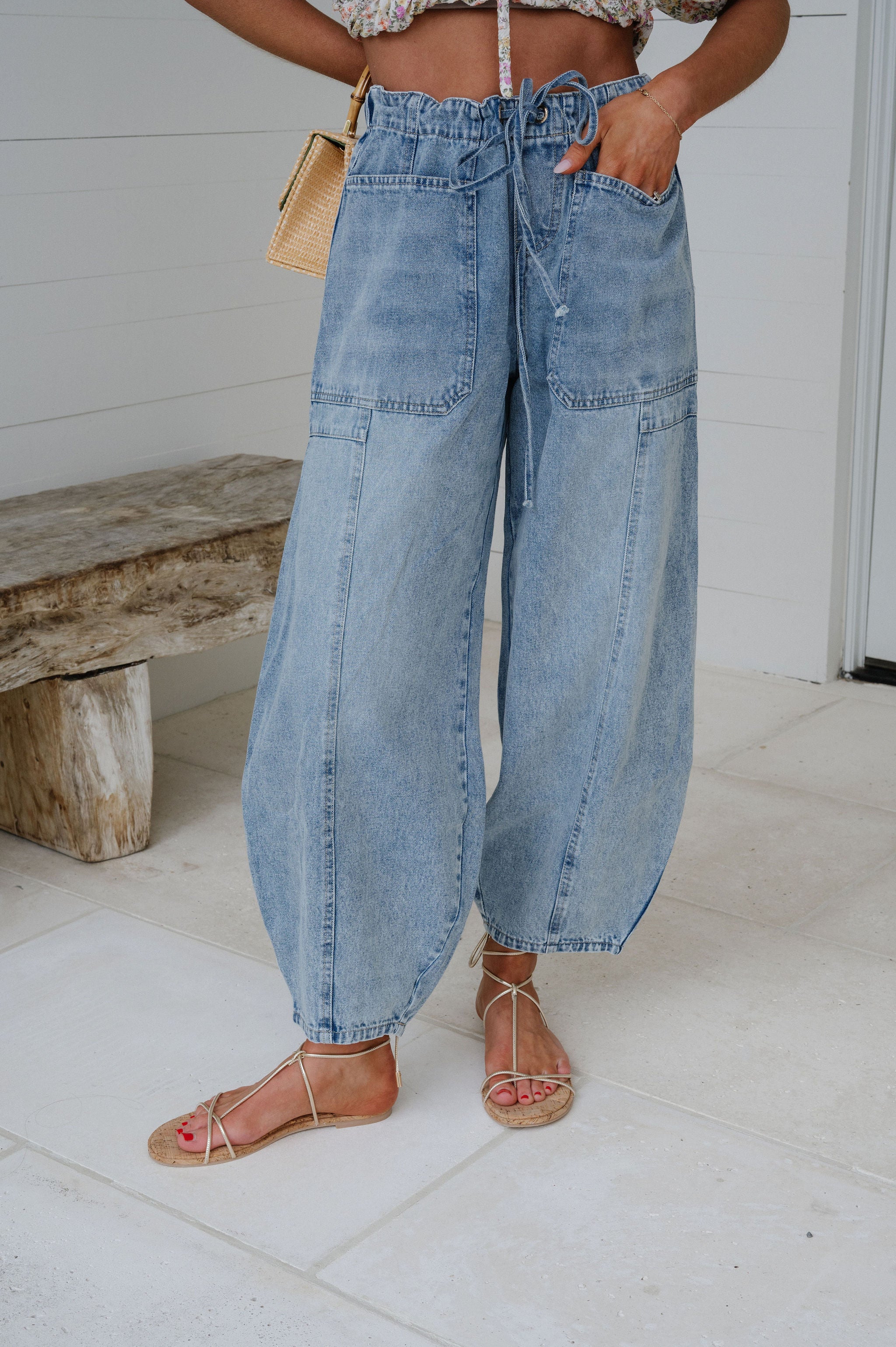 Holly Drawstring Barrel Jeans
