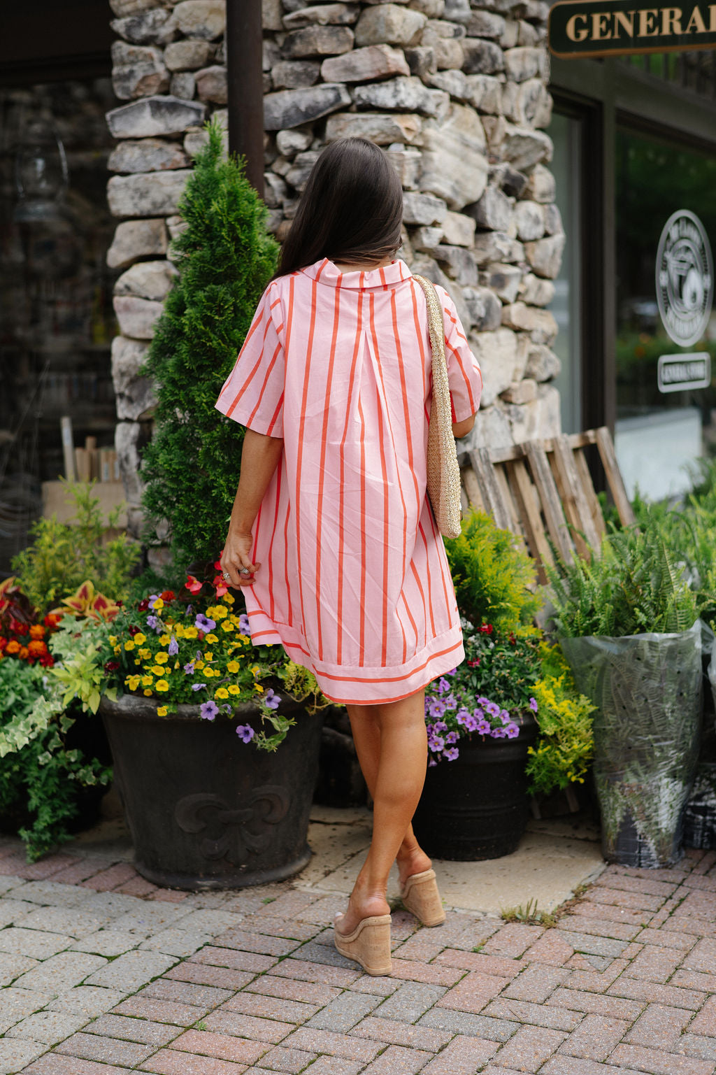 Mia Shirt Dress-Coral/Peachy Pink