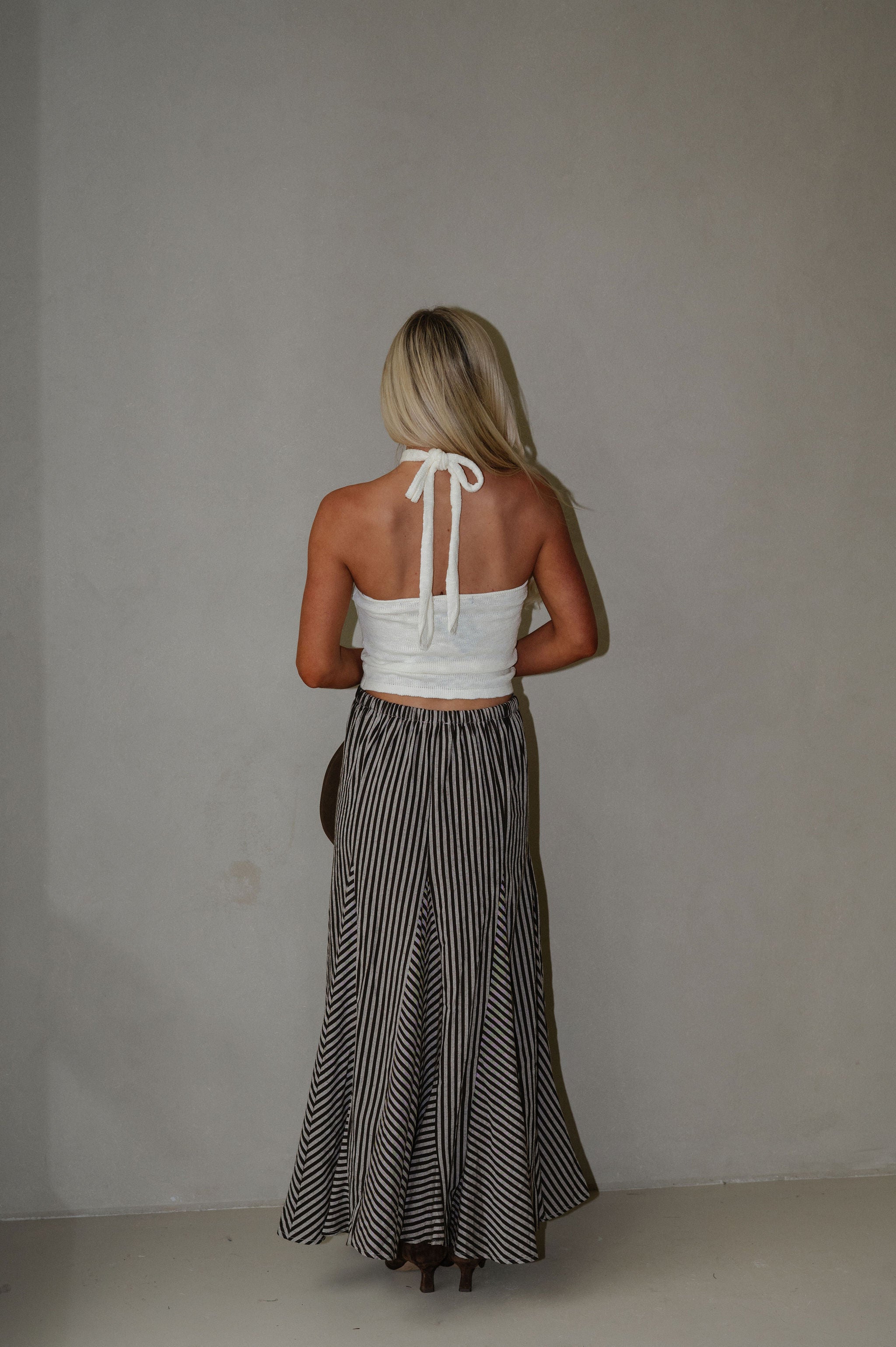 Nava Stripe Maxi Skirt-Brown