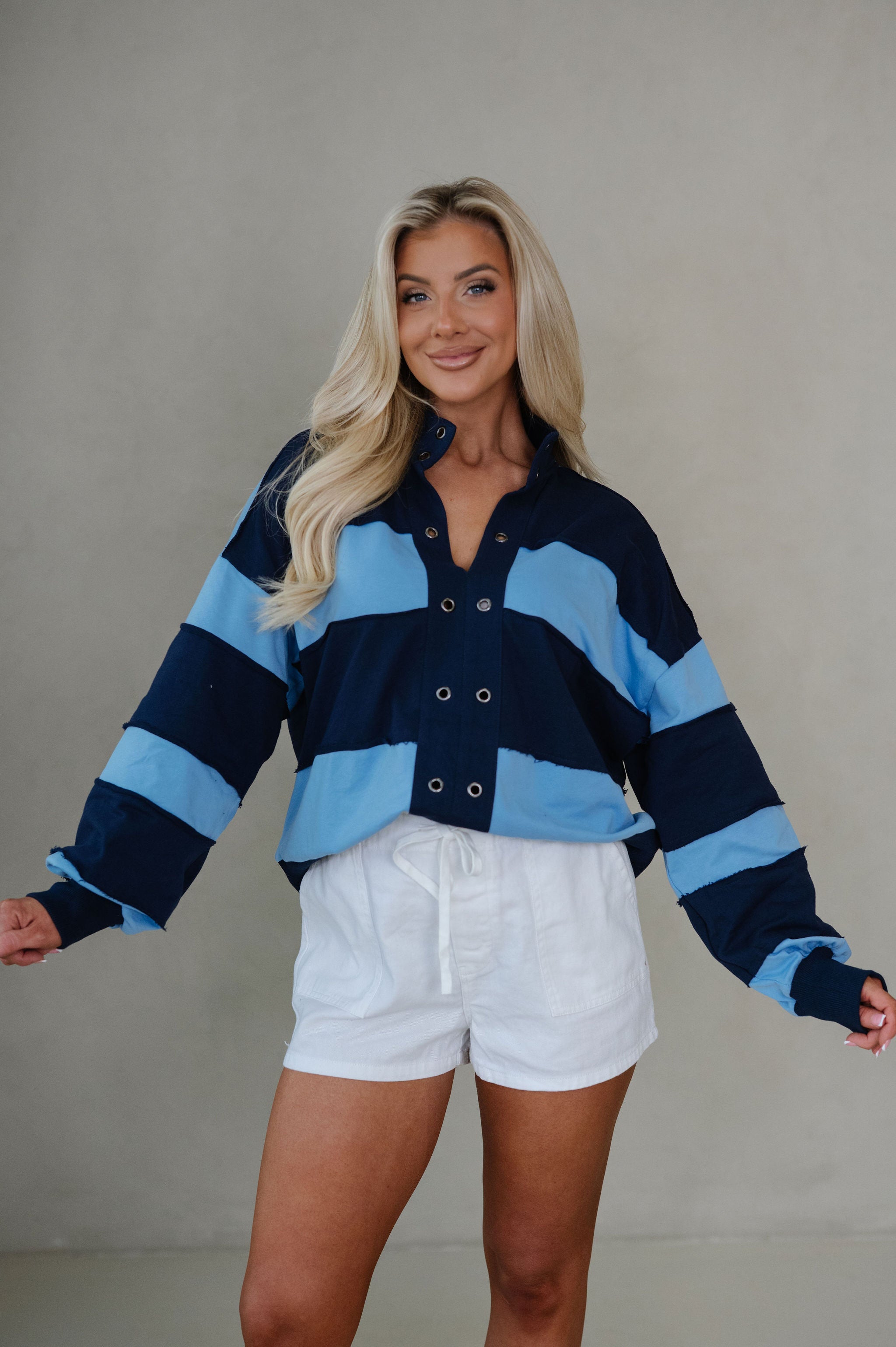 Tatum Colorblock Pullover-Blue Combo