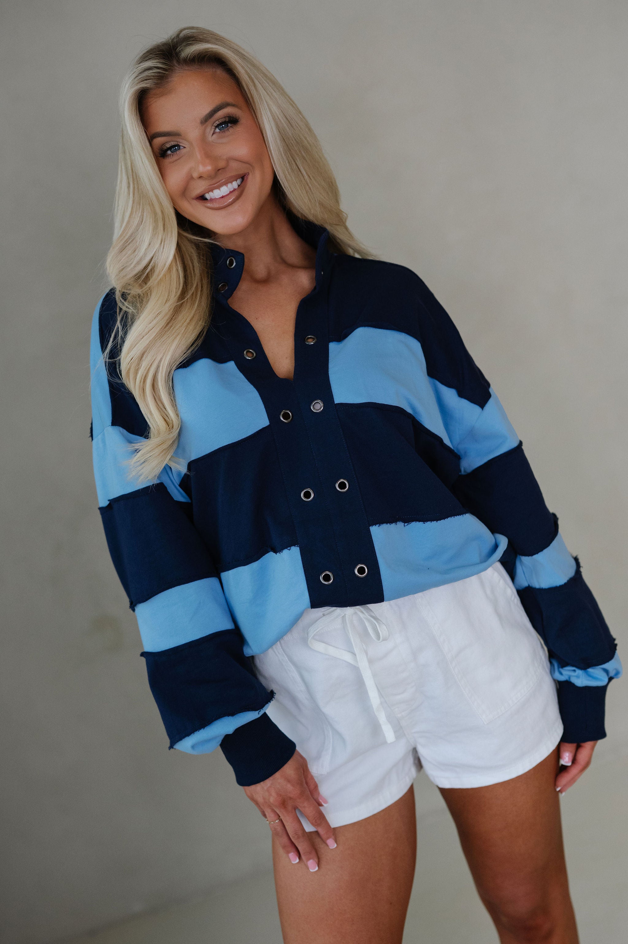 Tatum Colorblock Pullover-Blue Combo