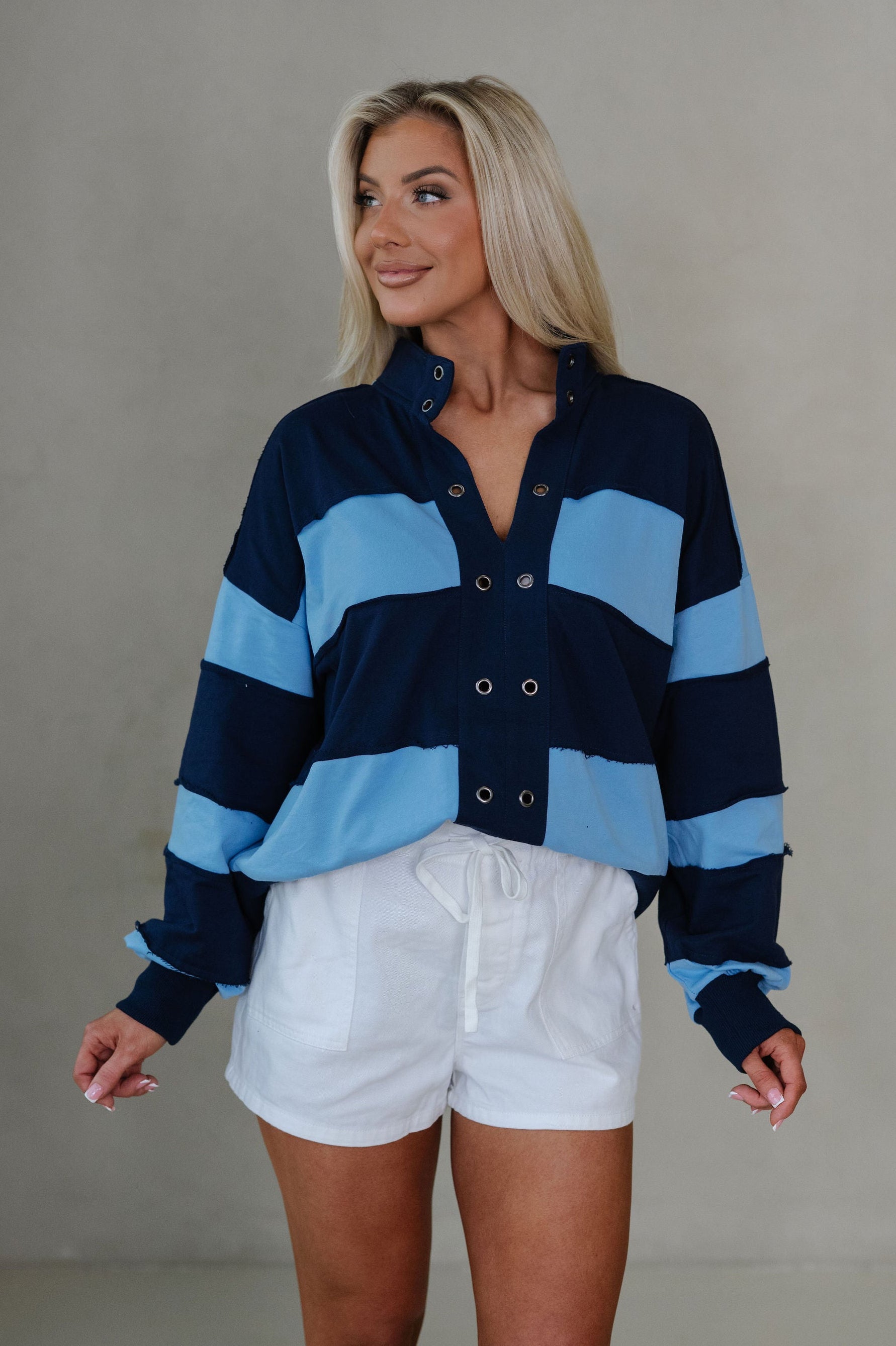 Tatum Colorblock Pullover-Blue Combo