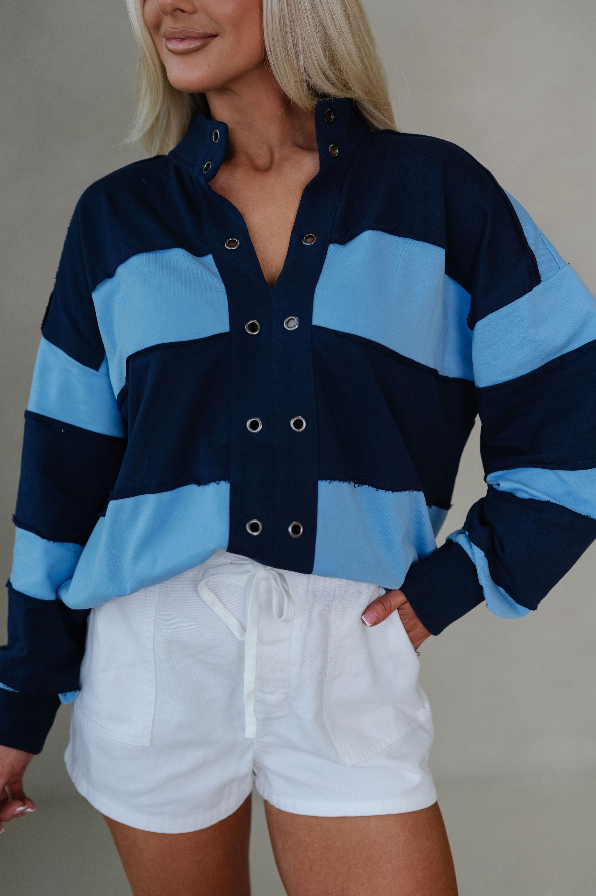 Tatum Colorblock Pullover-Blue Combo