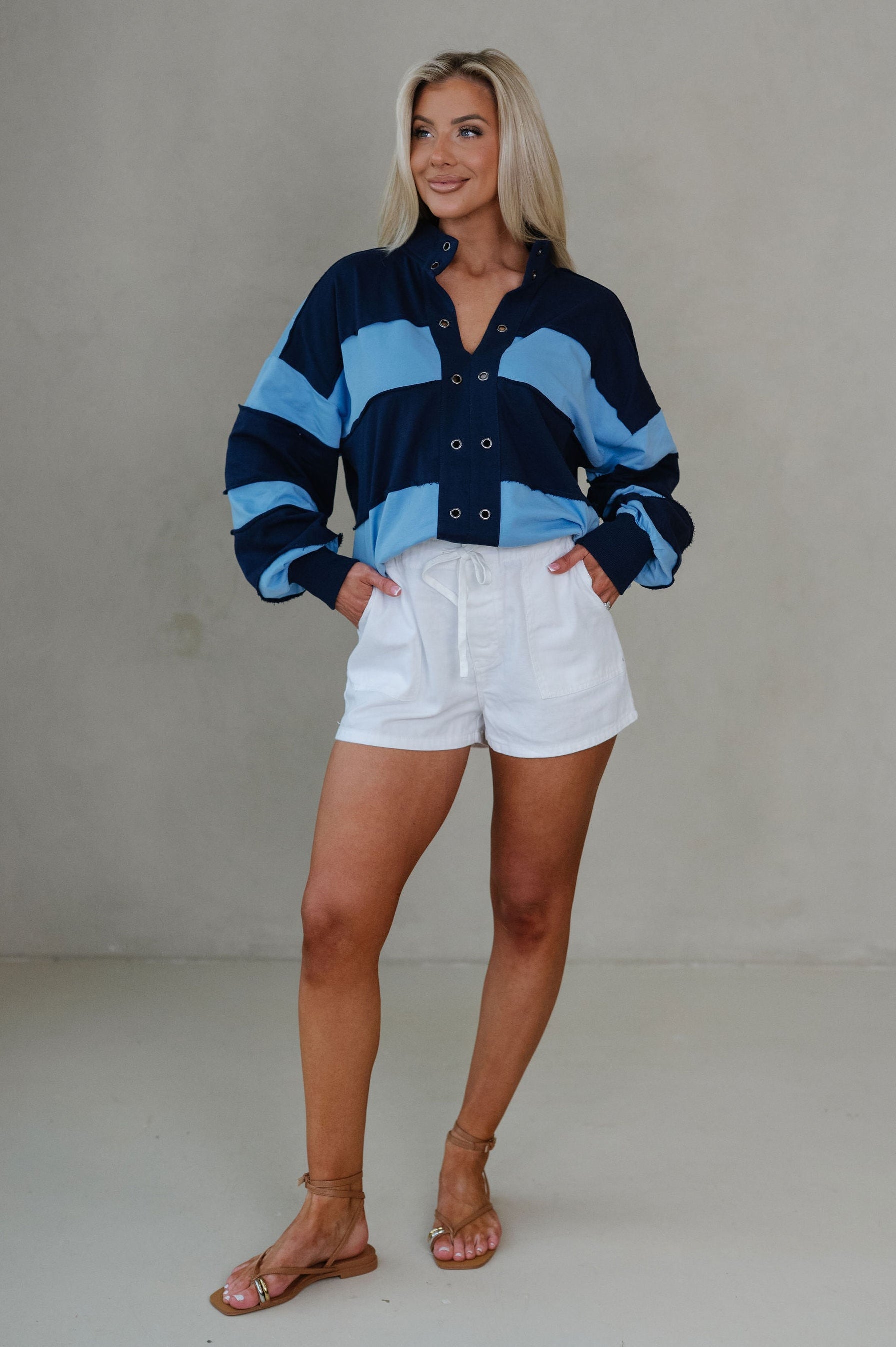 Tatum Colorblock Pullover-Blue Combo