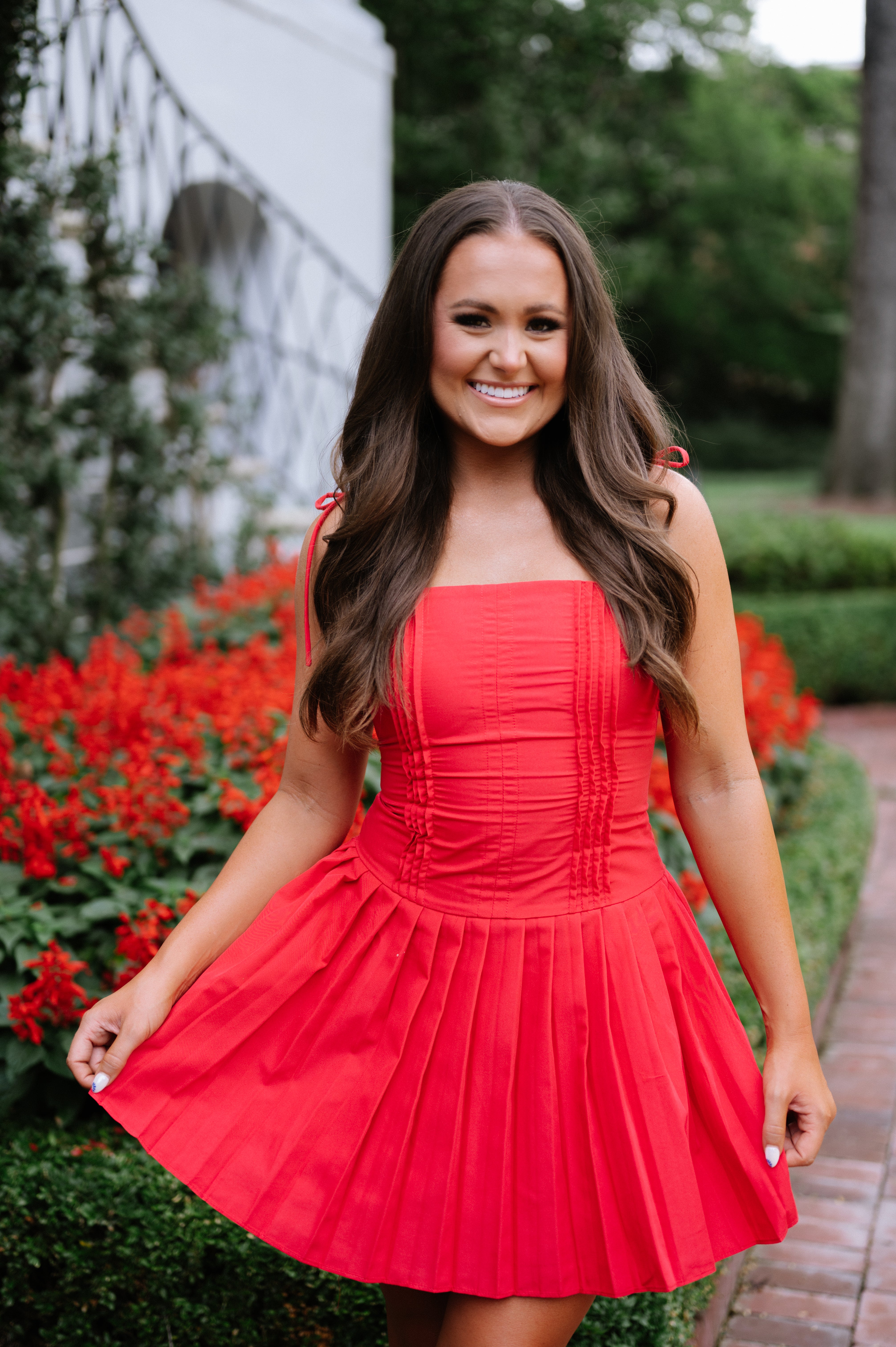 Alyssa Pleated Mini Dress- Red
