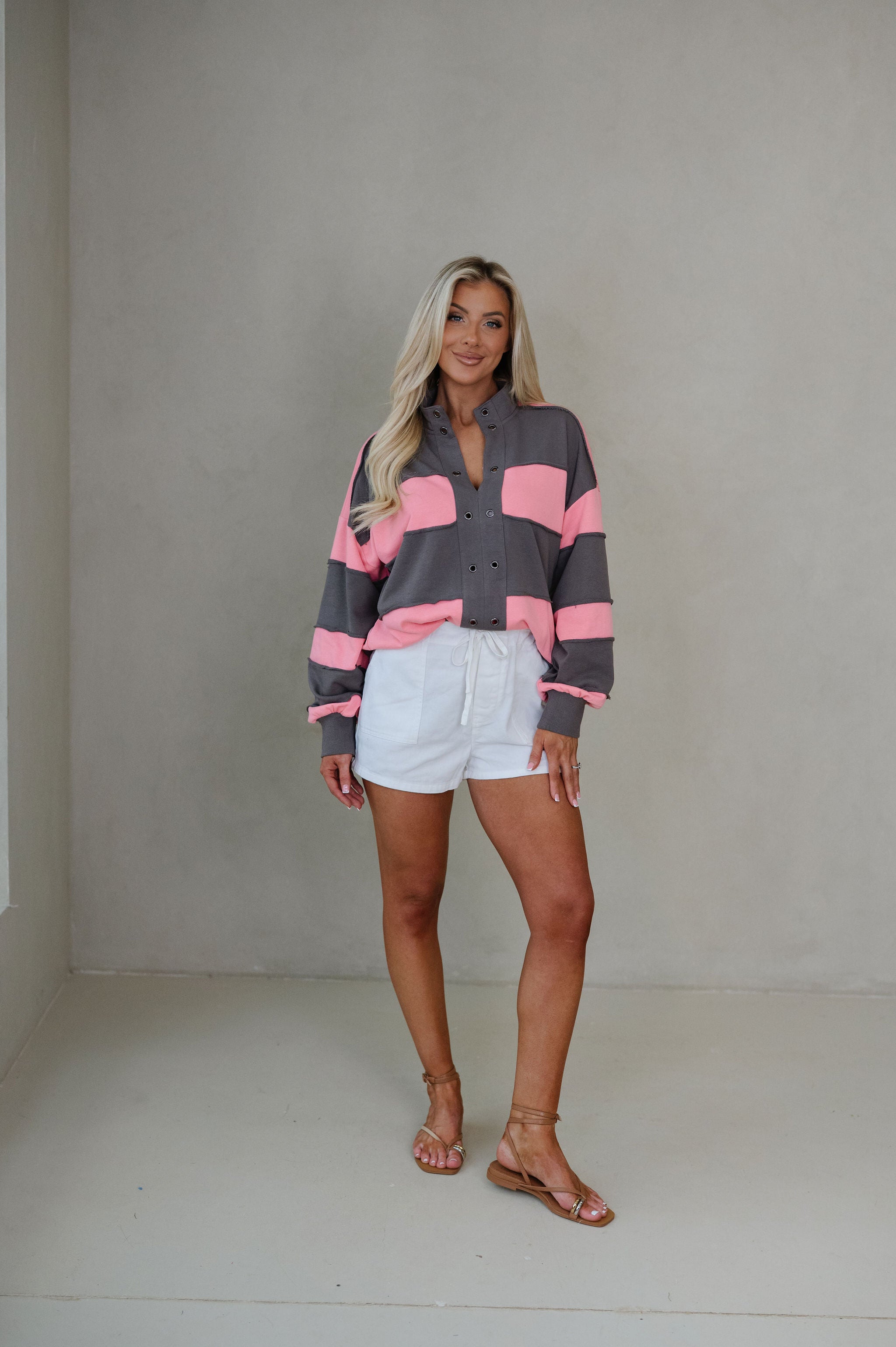 Tatum Colorblock Pullover-Pink Combo