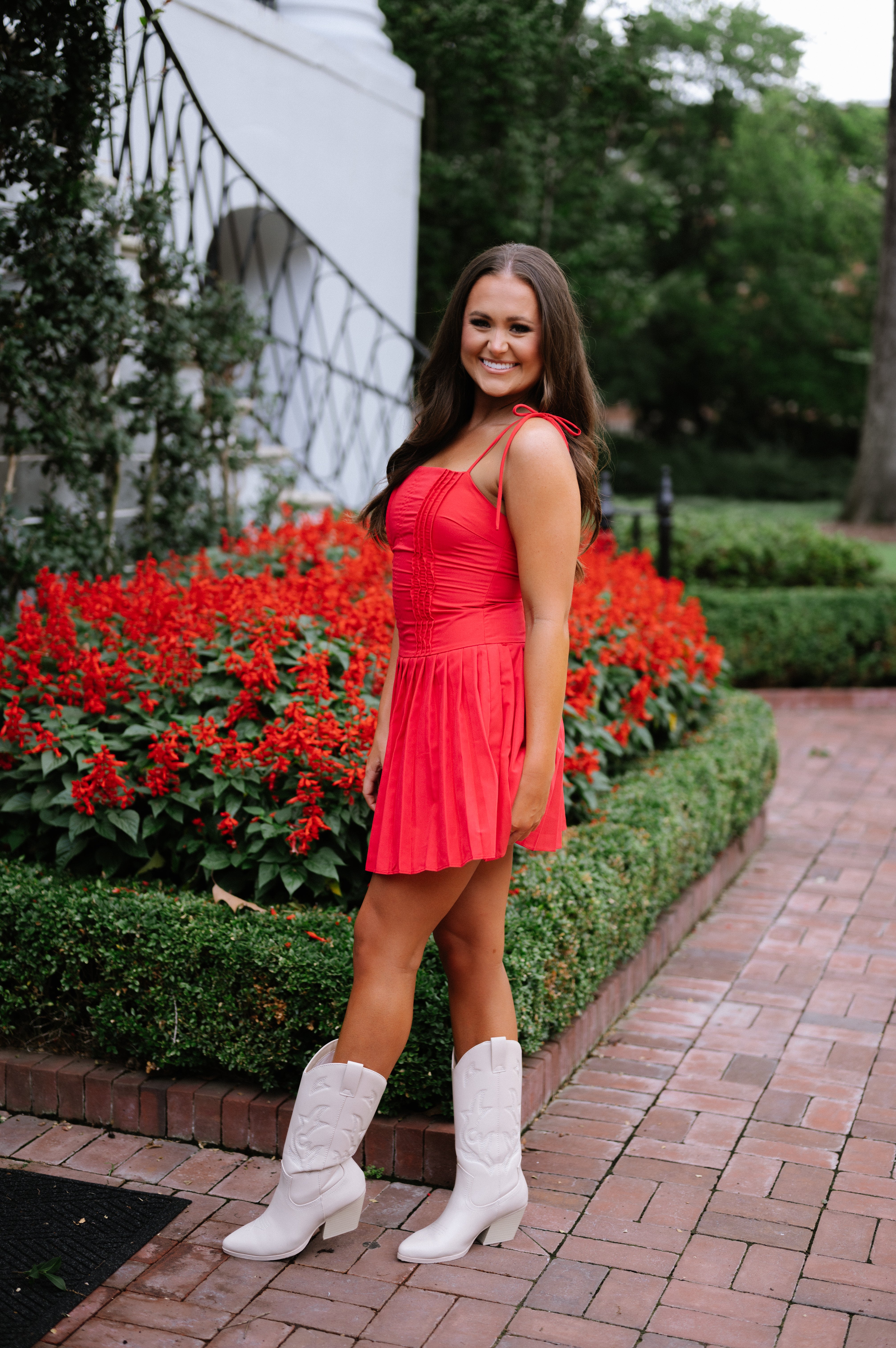 Alyssa Pleated Mini Dress- Red