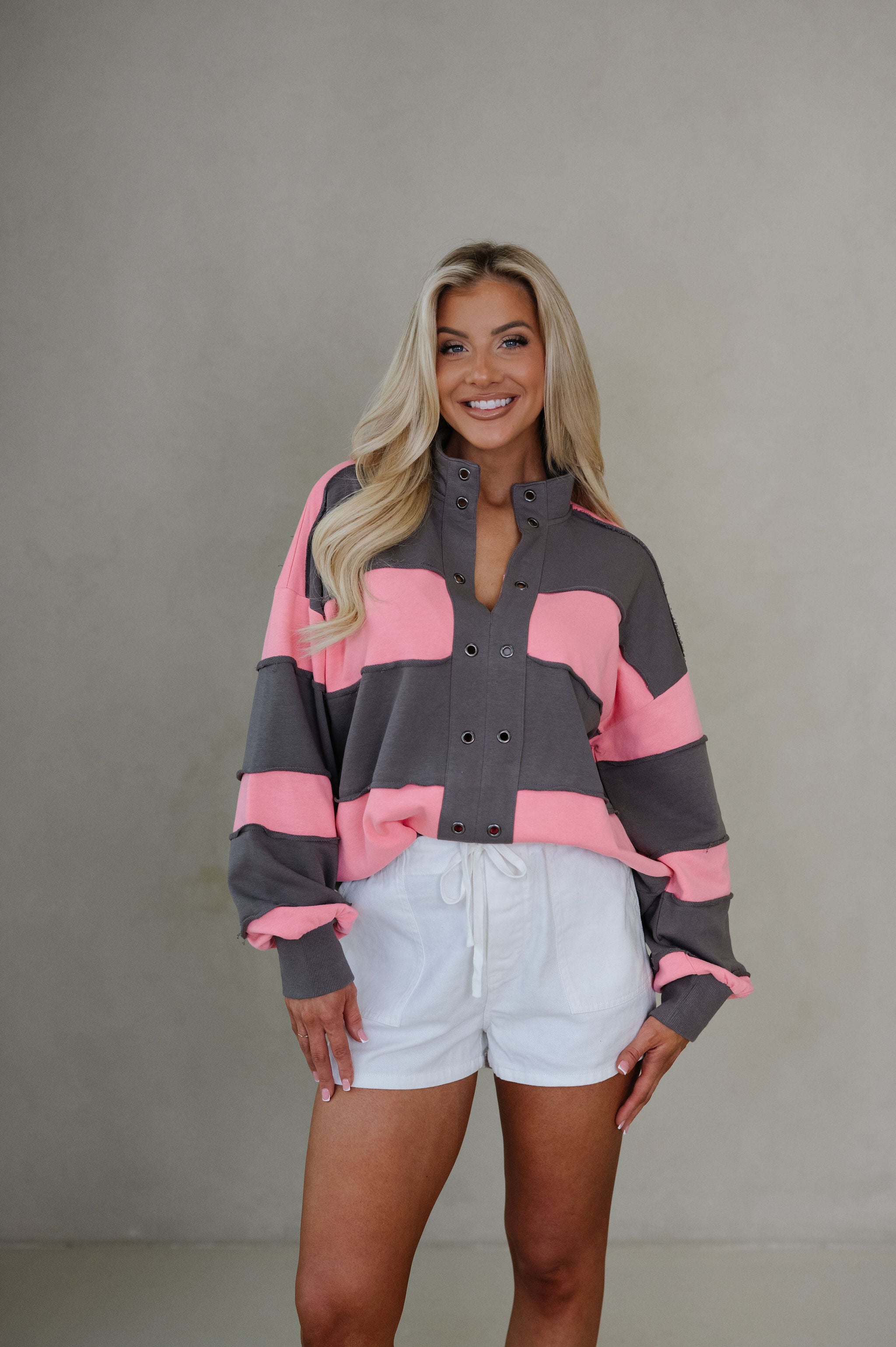 Tatum Colorblock Pullover-Pink Combo
