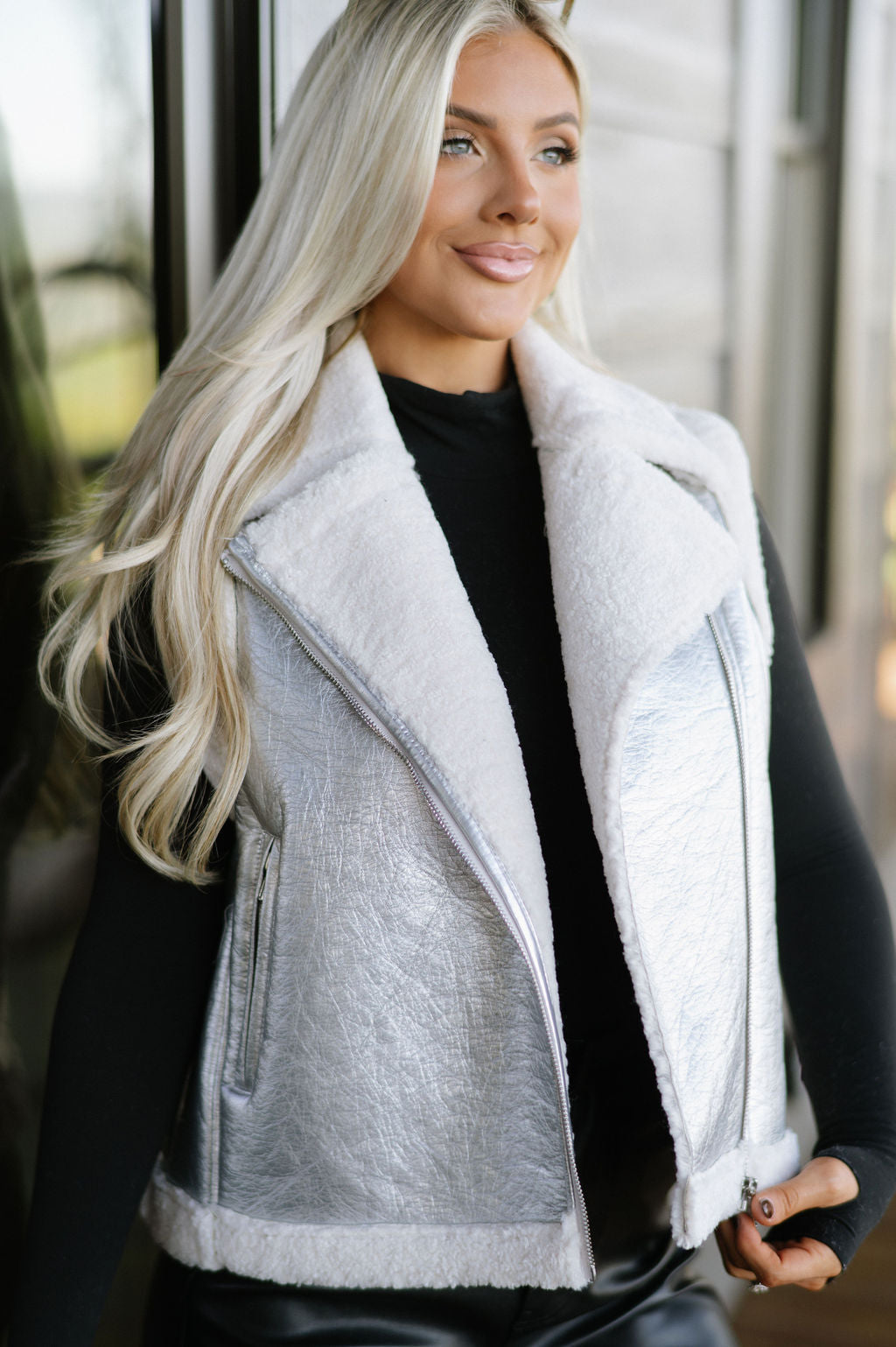 DOORBUSTER// Margo Moto Vest- Silver