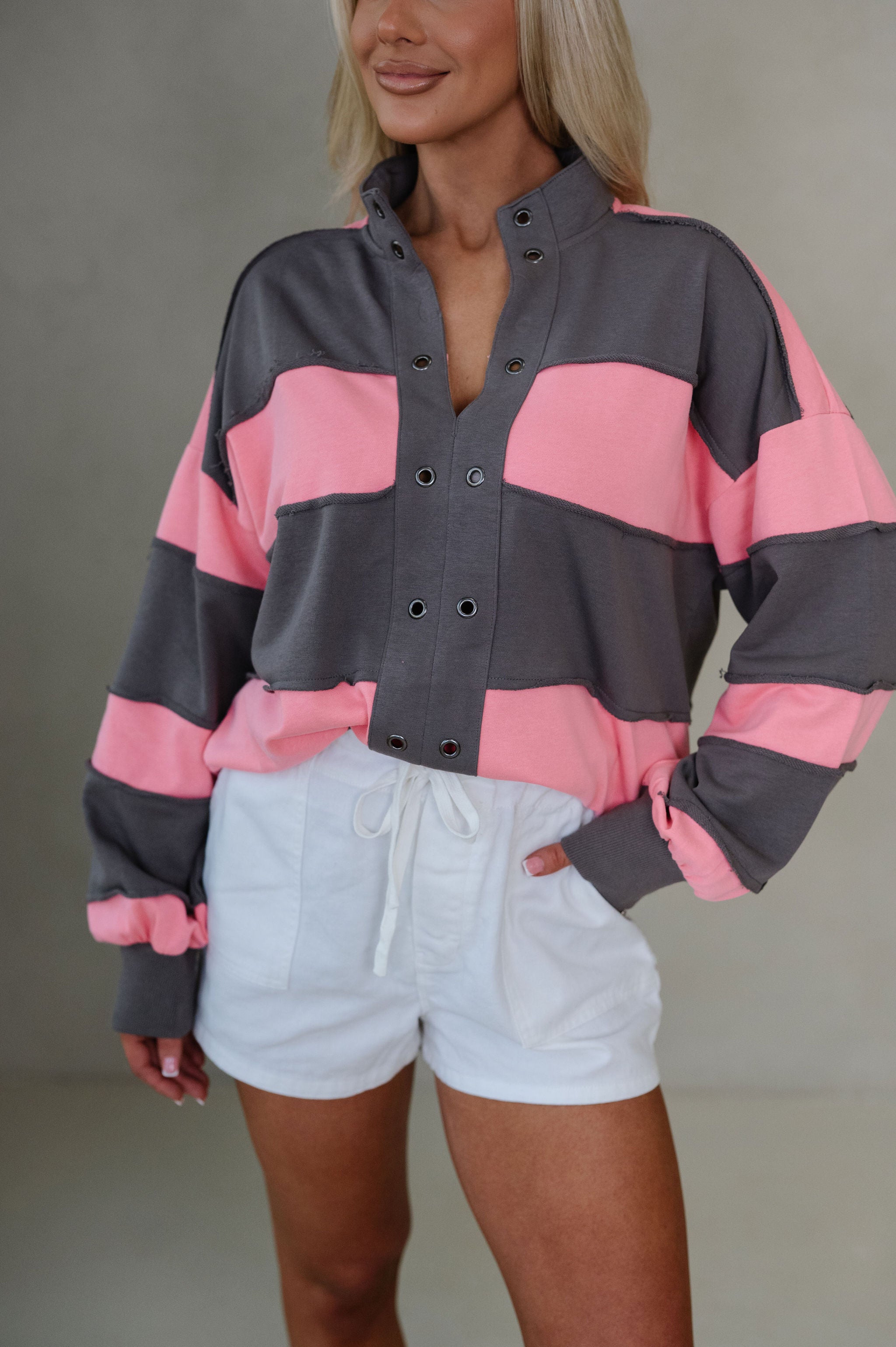 Tatum Colorblock Pullover-Pink Combo