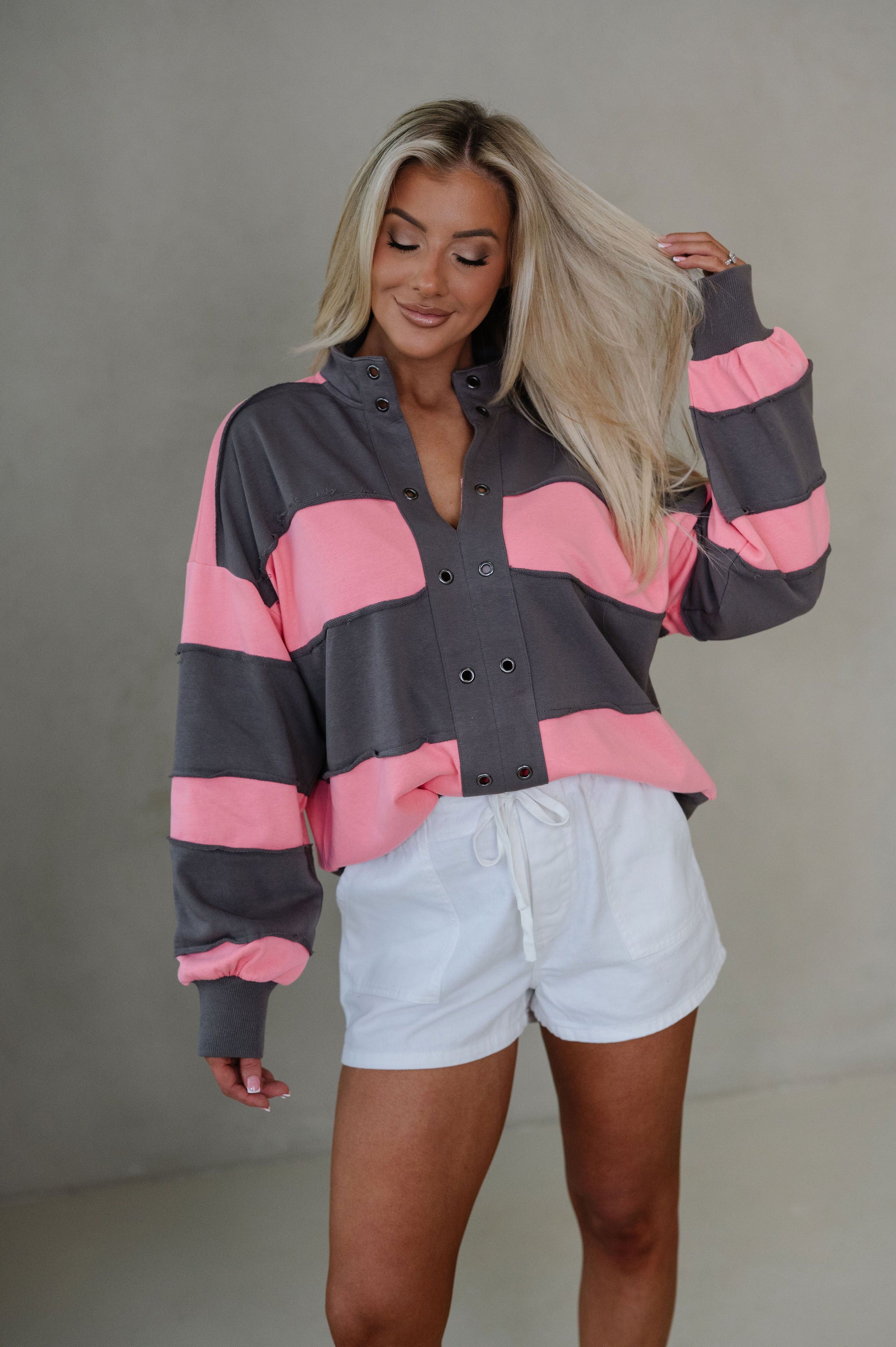 Tatum Colorblock Pullover-Pink Combo