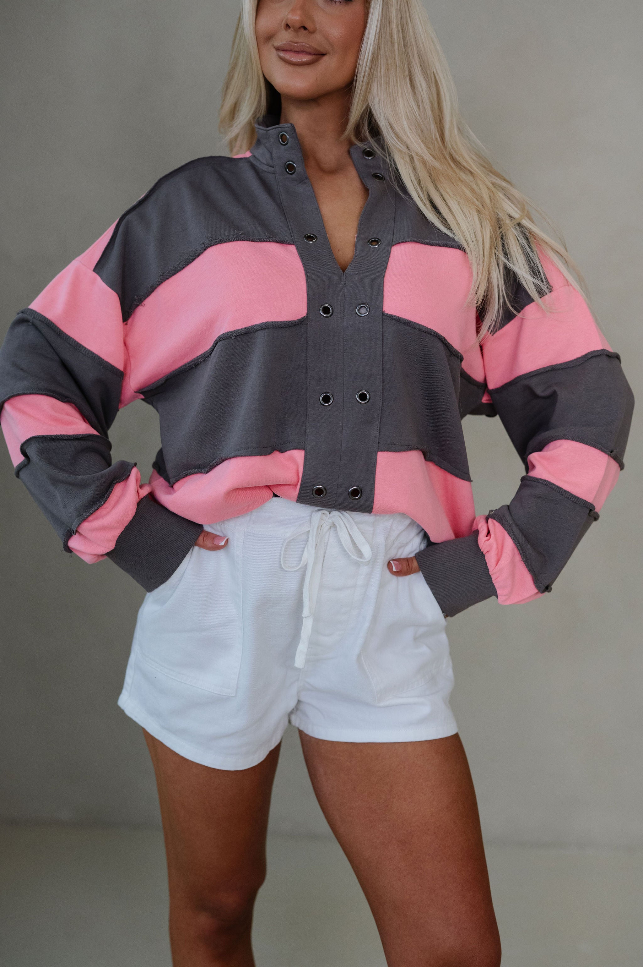 Tatum Colorblock Pullover-Pink Combo