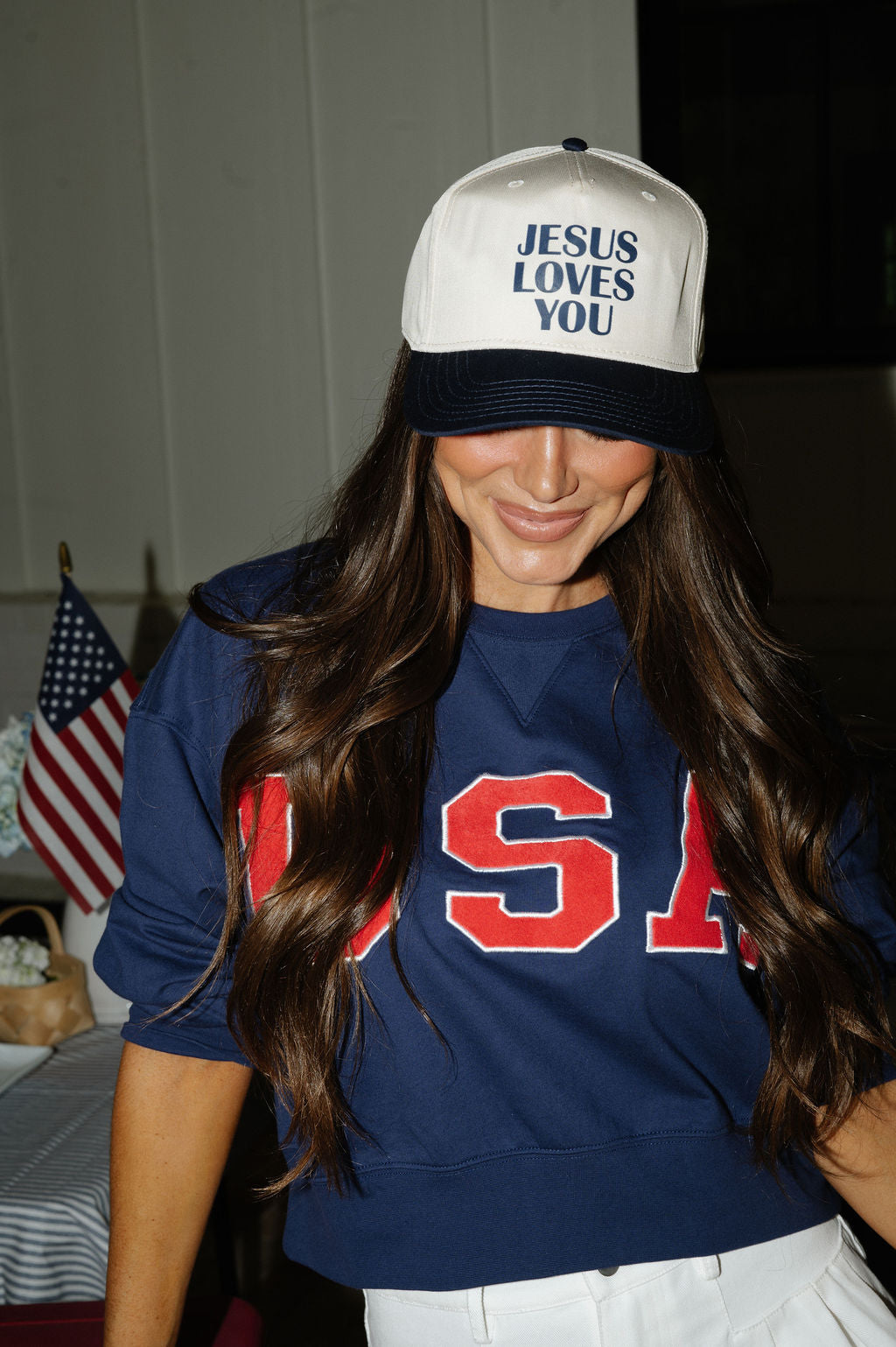 Jesus Loves You Trucker Hat-Navy