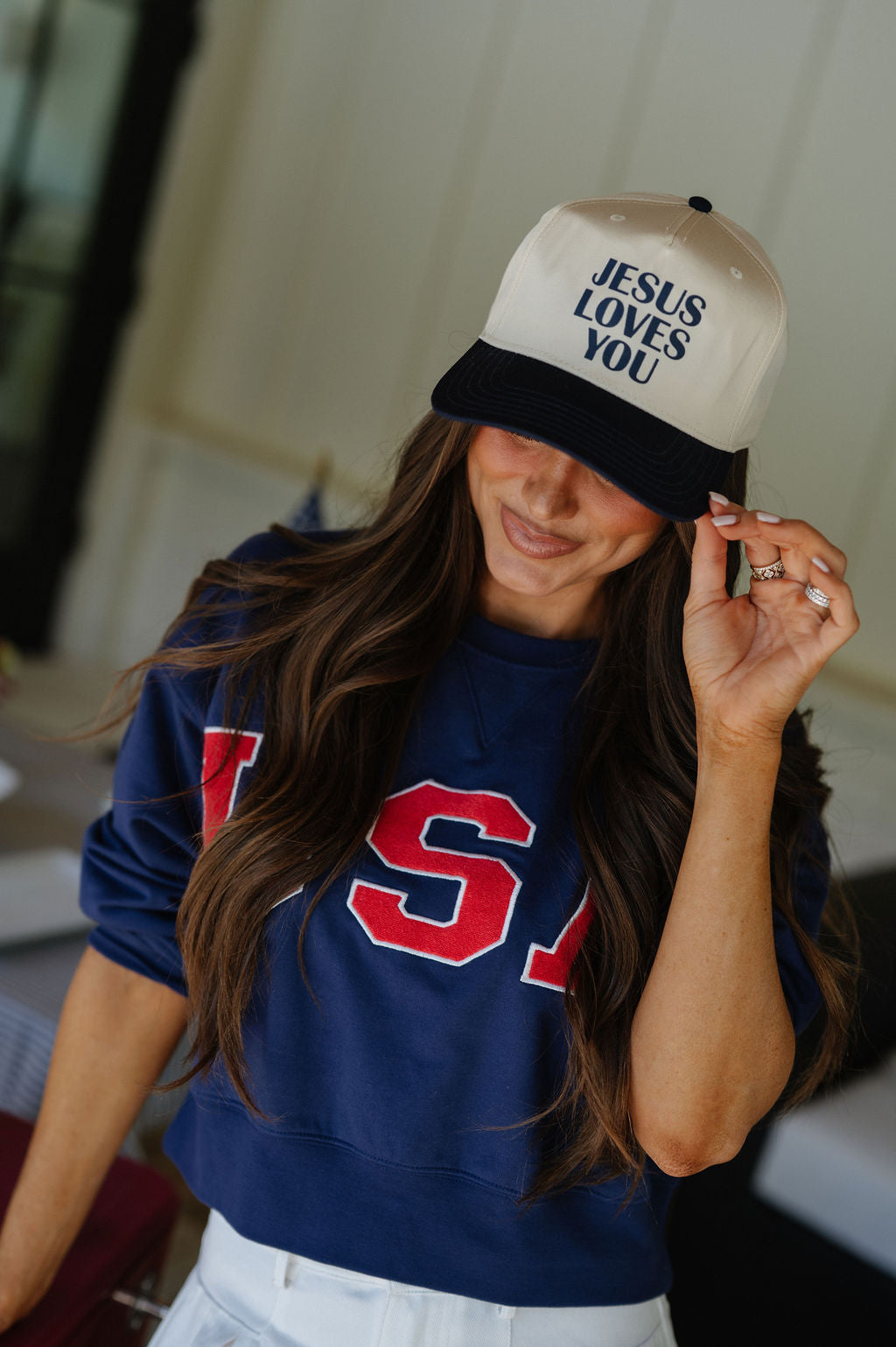 Jesus Loves You Trucker Hat-Navy
