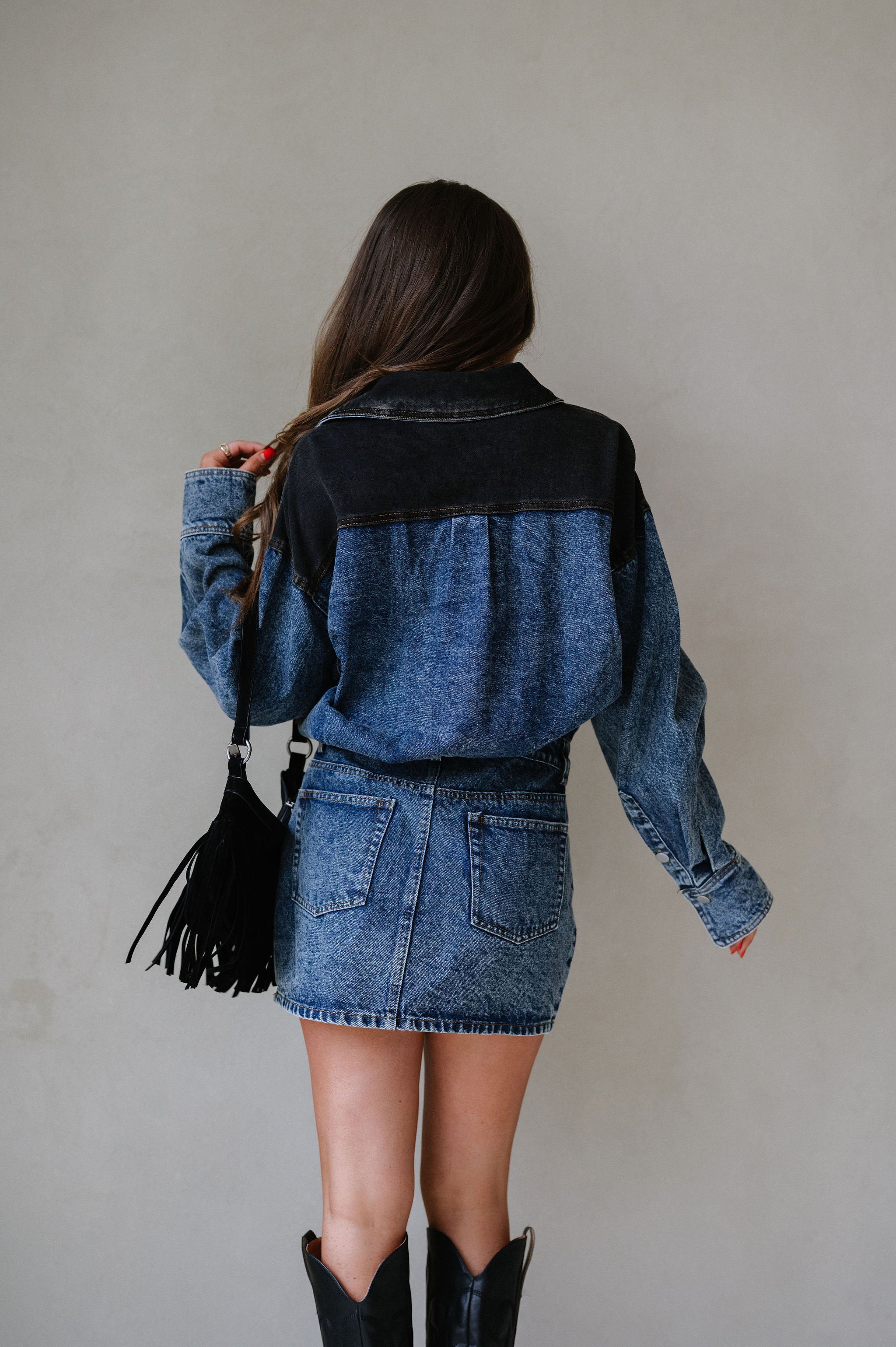 Calver Mini Dress-Denim