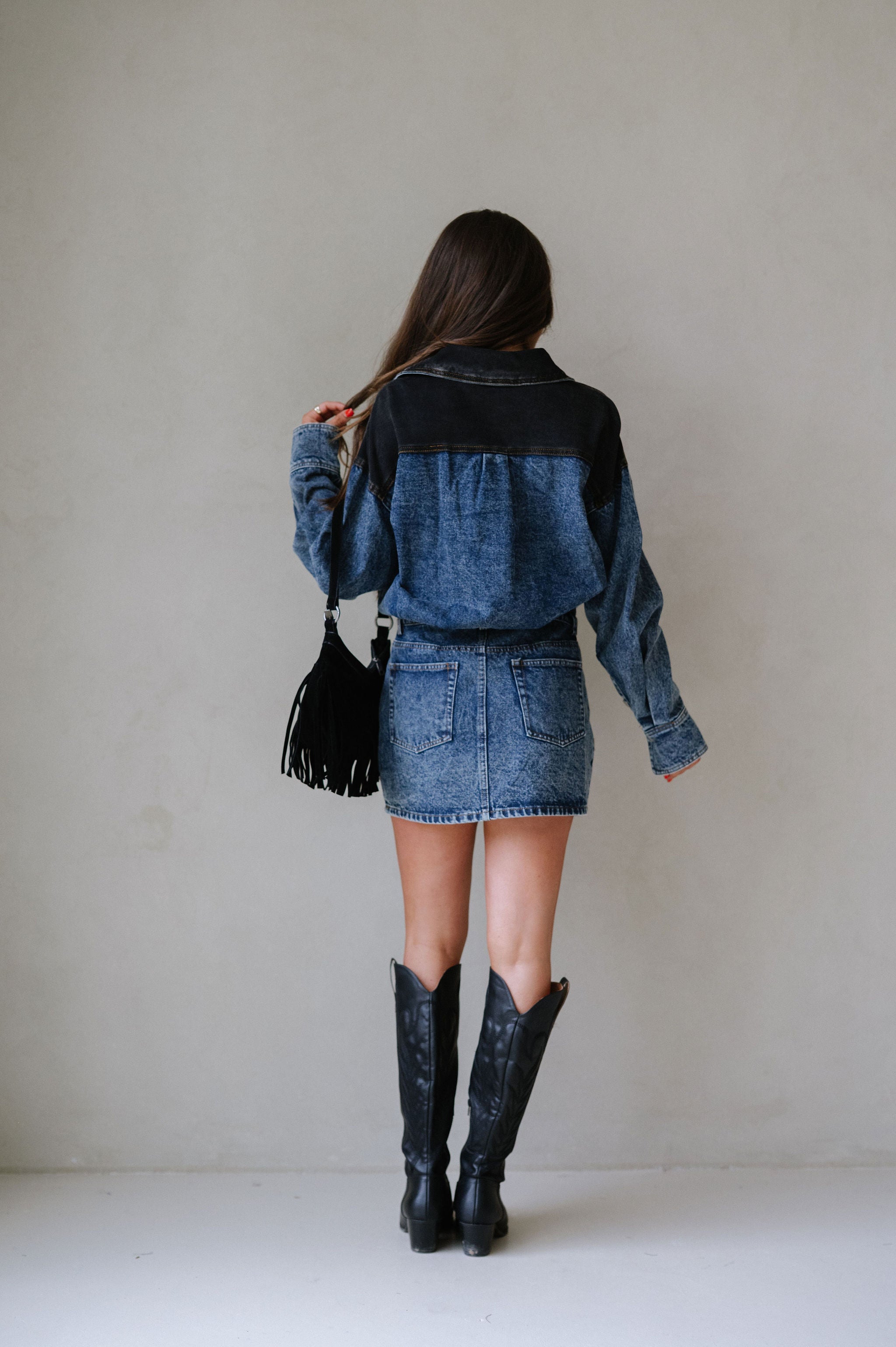 Calver Mini Dress-Denim