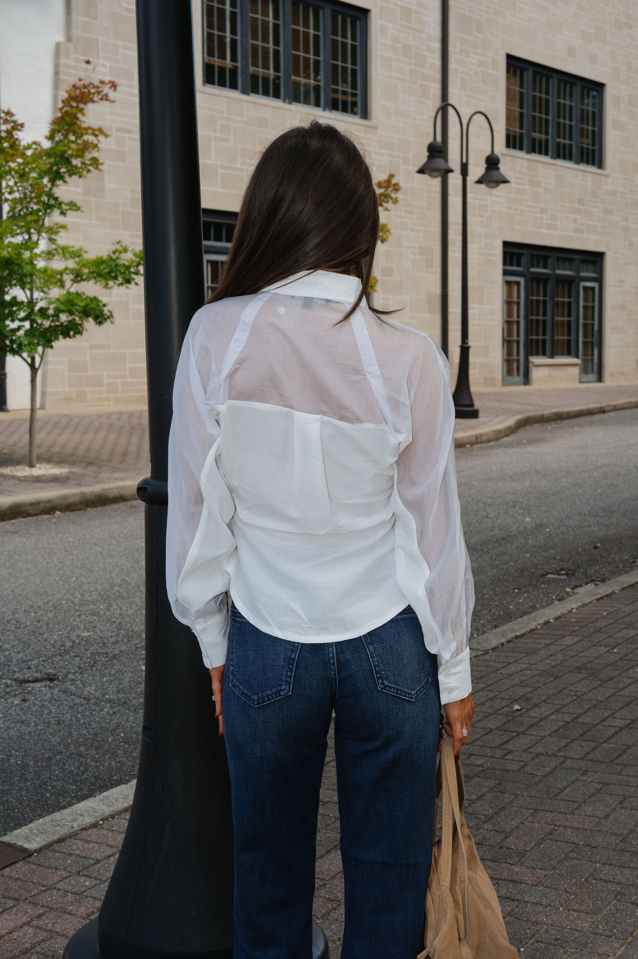 Zach Long Sleeve Button Up-White