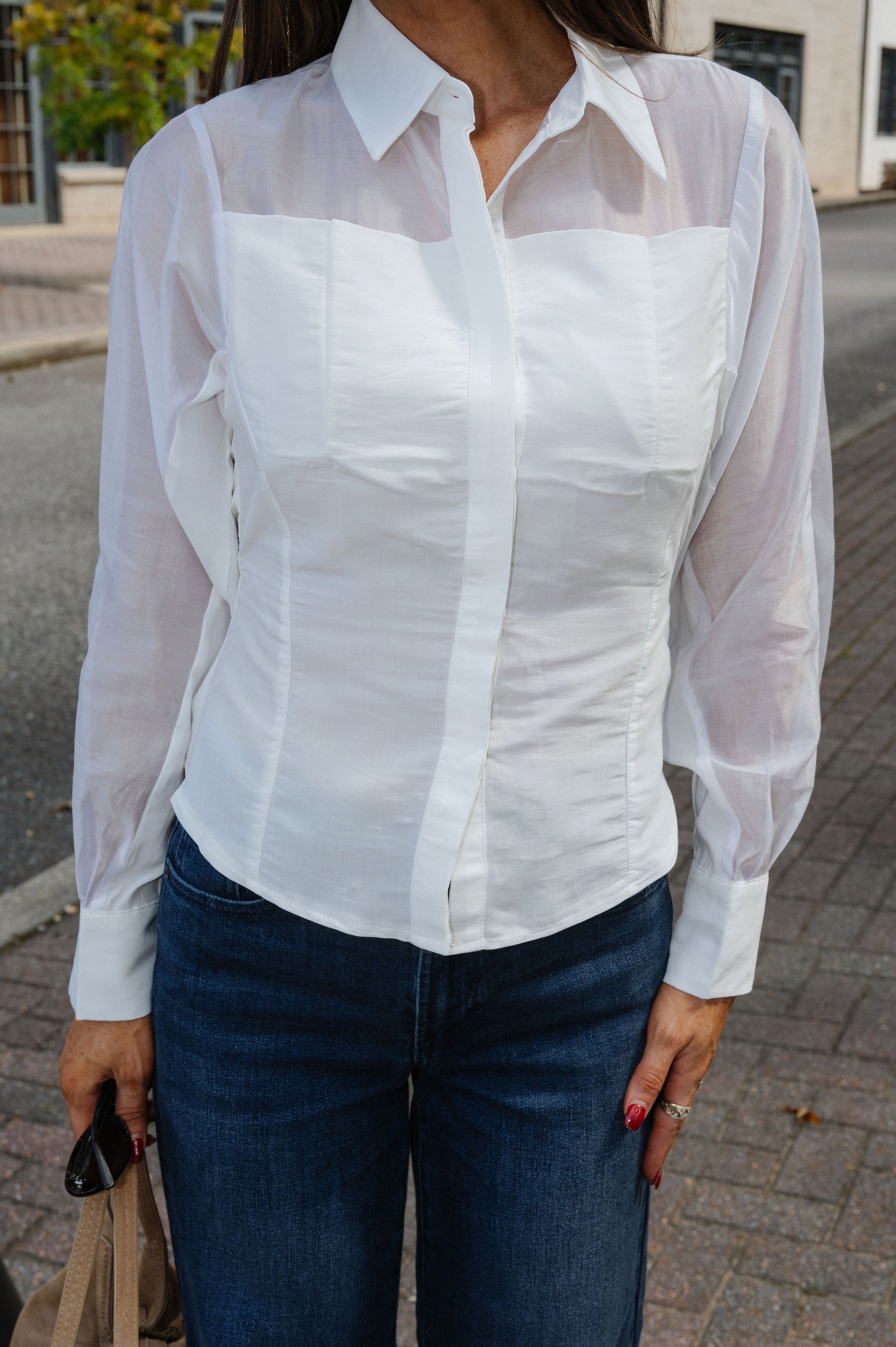 Zach Long Sleeve Button Up-White