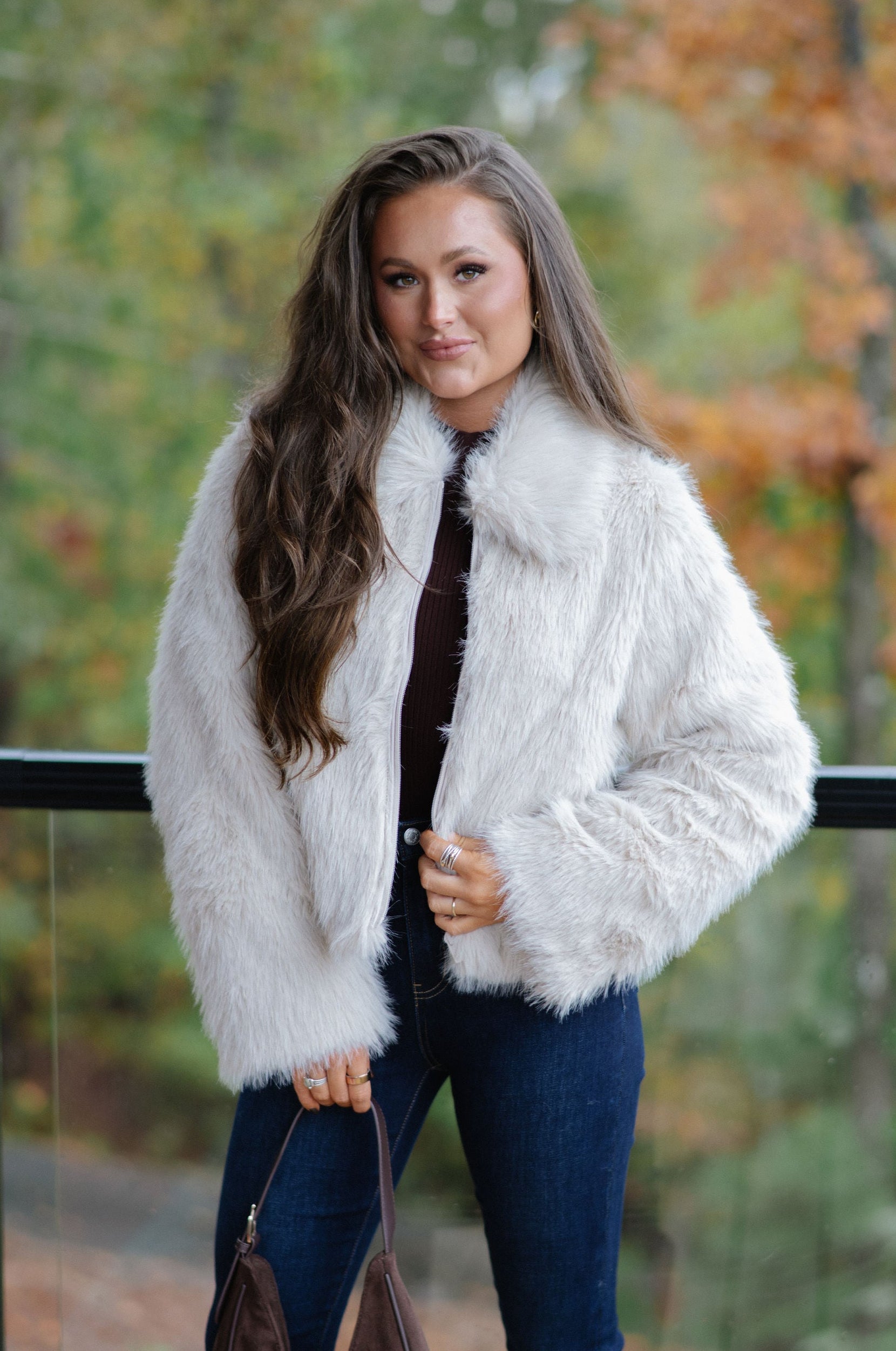 Hosanna Faux Fur Jacket-Beige