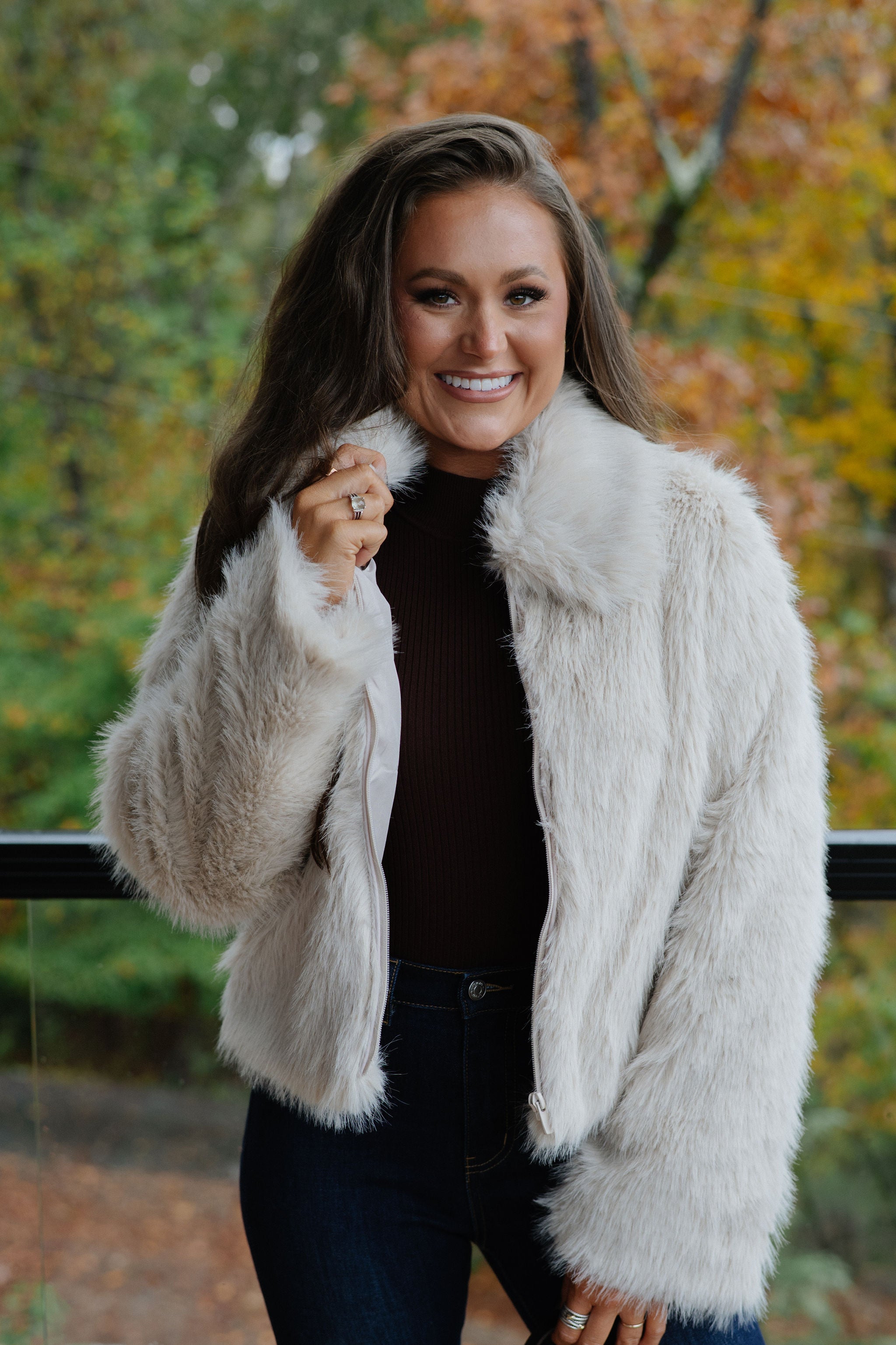 Hosanna Faux Fur Jacket-Beige