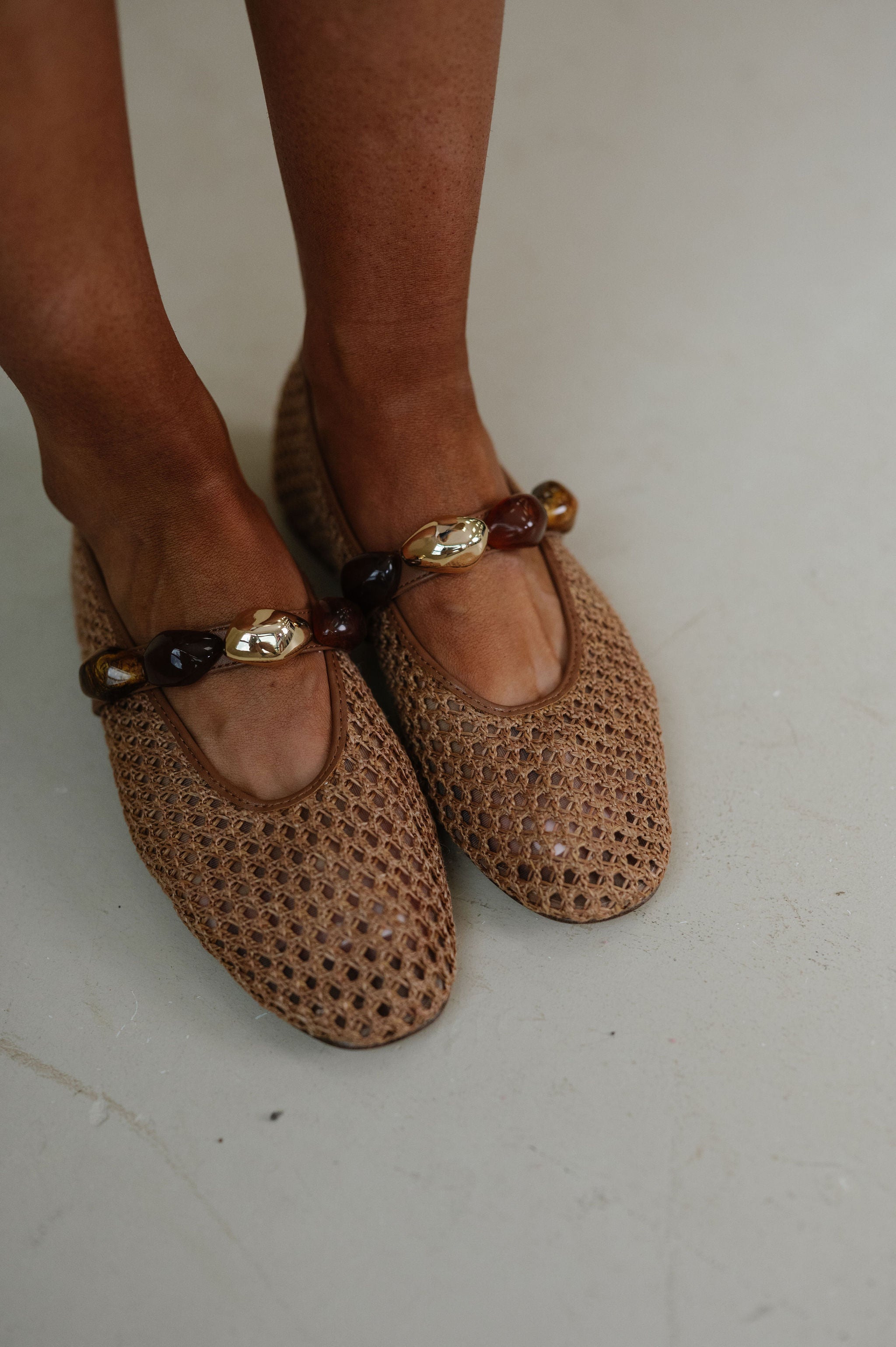 Poppin Ballet Flat-Brown Raffia