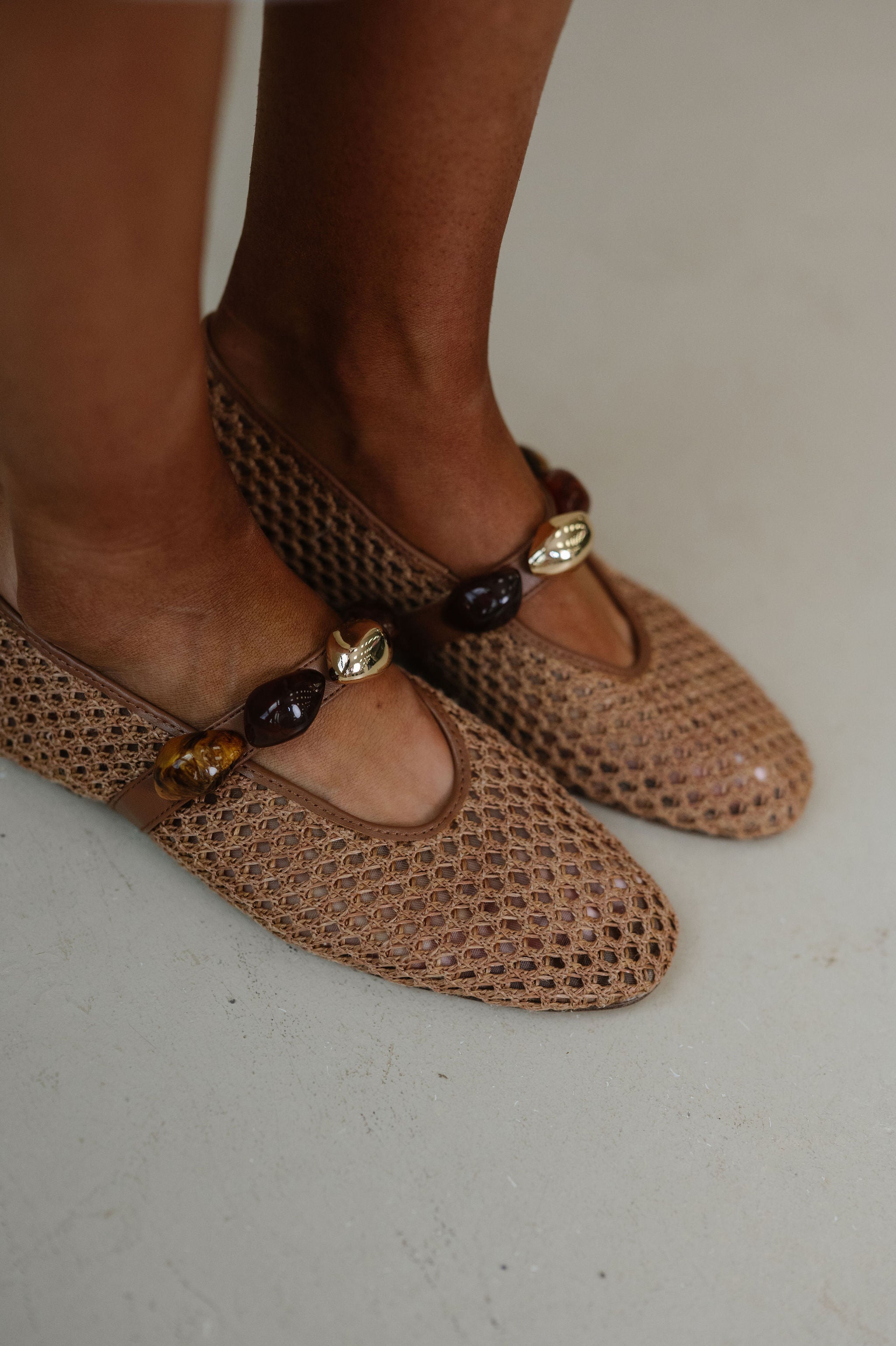 Poppin Ballet Flat-Brown Raffia