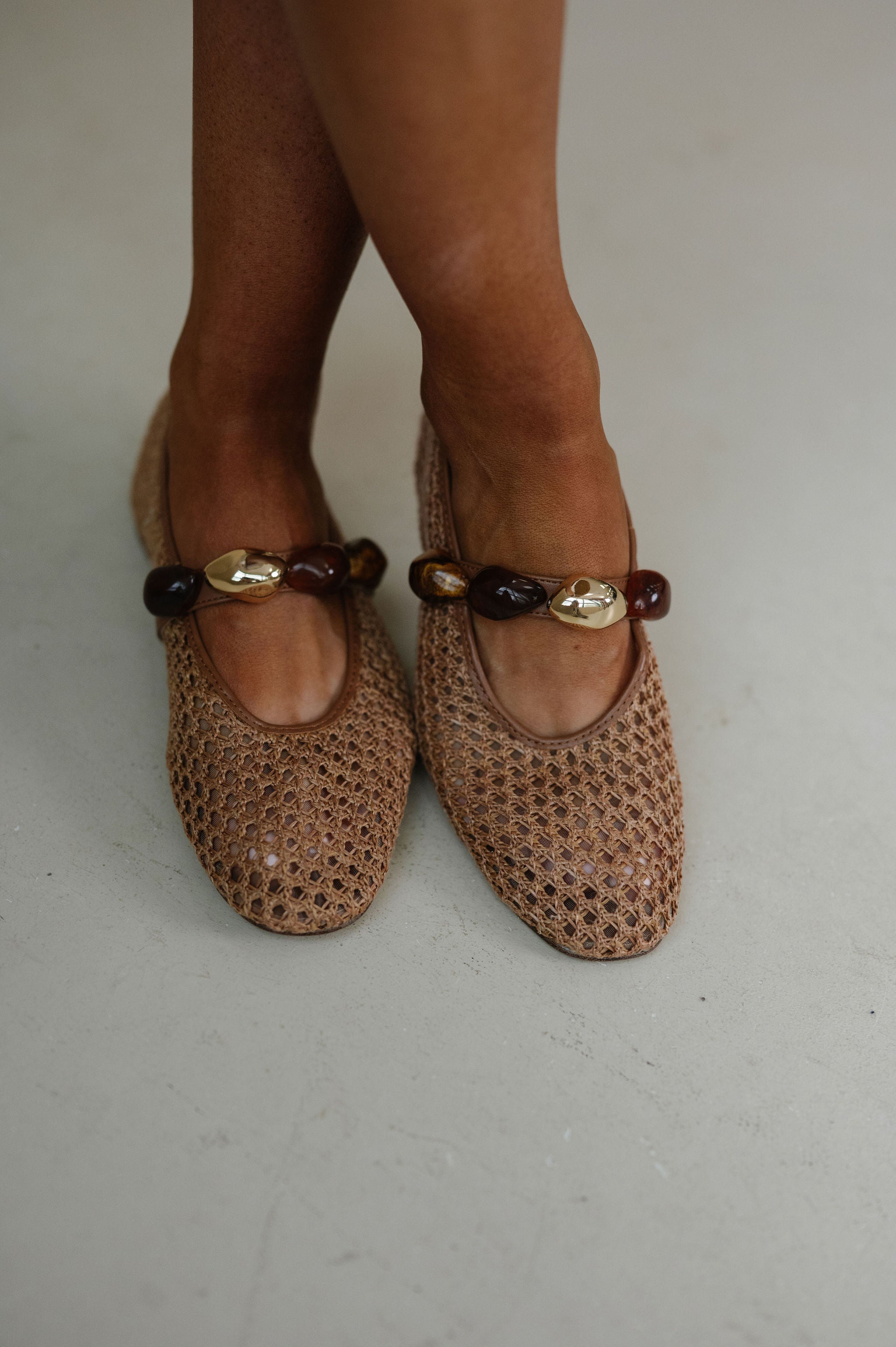 Poppin Ballet Flat-Brown Raffia