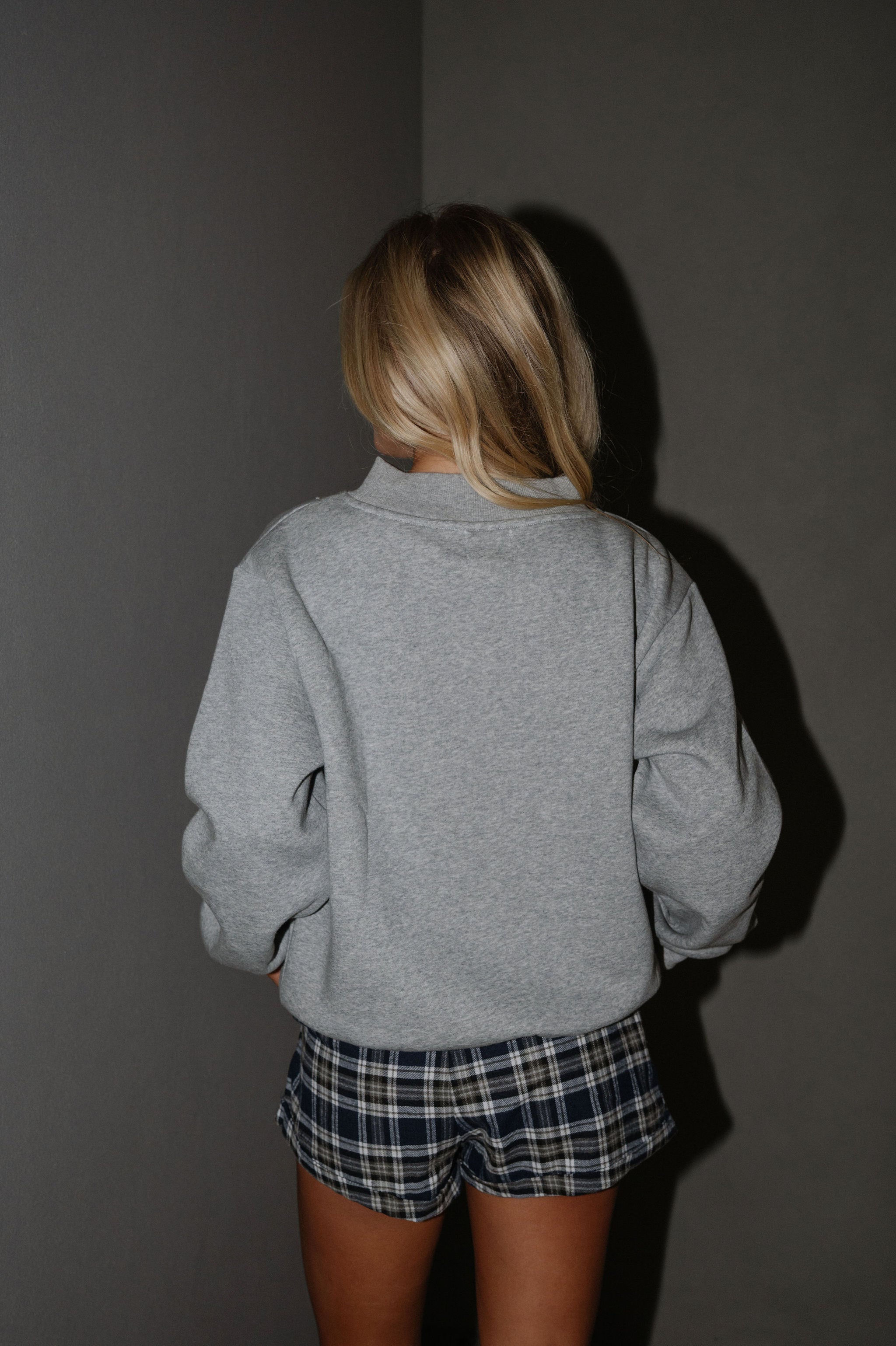 Millie Mock Neck Sweatshirt-Heather Grey