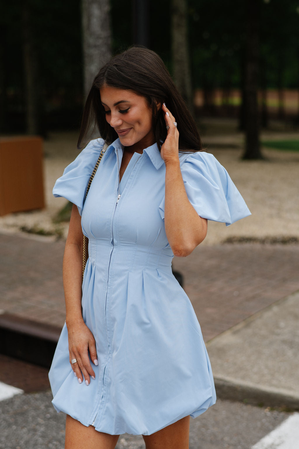 Stella Puff Sleeve Mini Dress-Light Blue