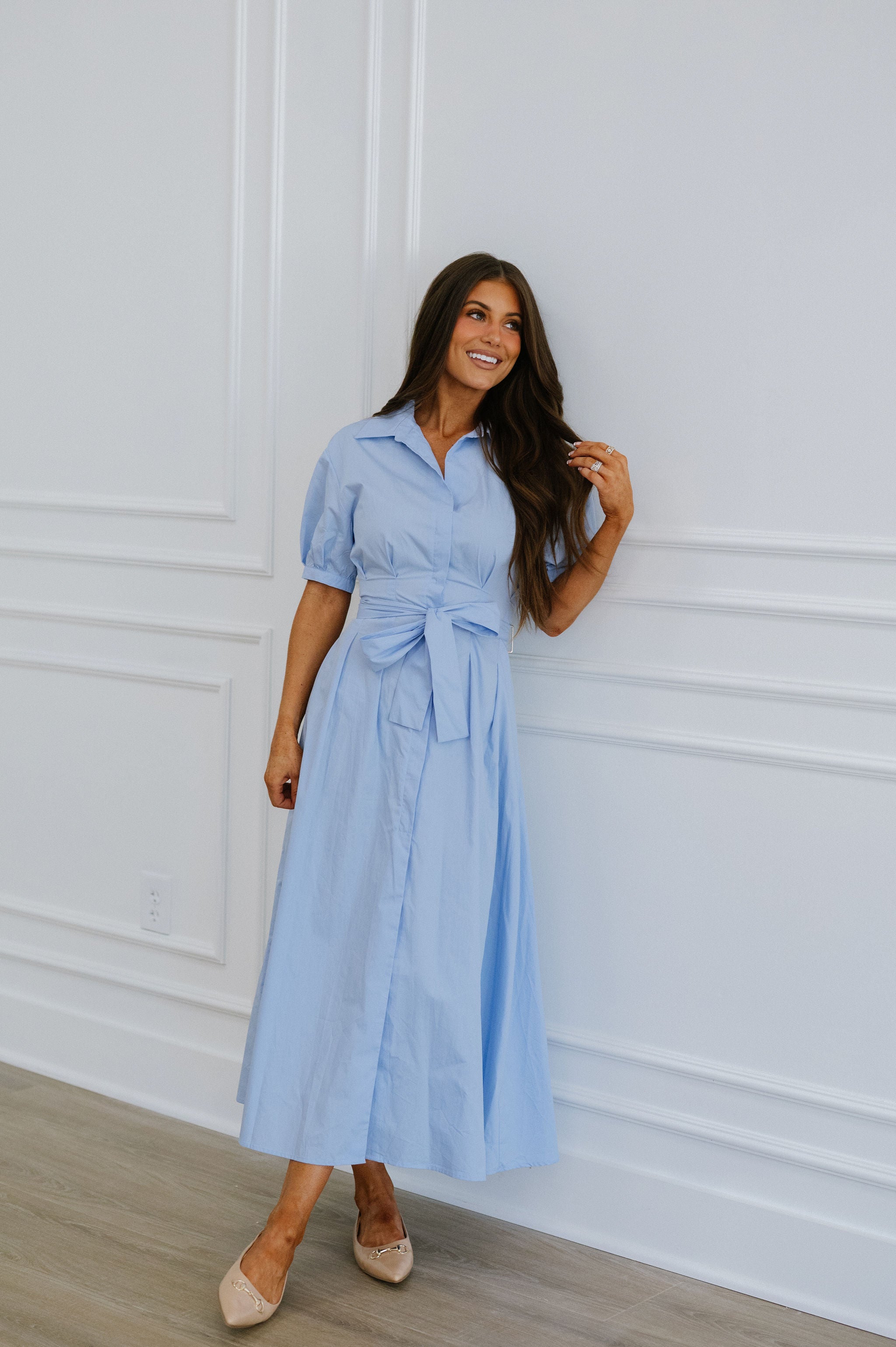 Krissy Shirt Dress-Blue