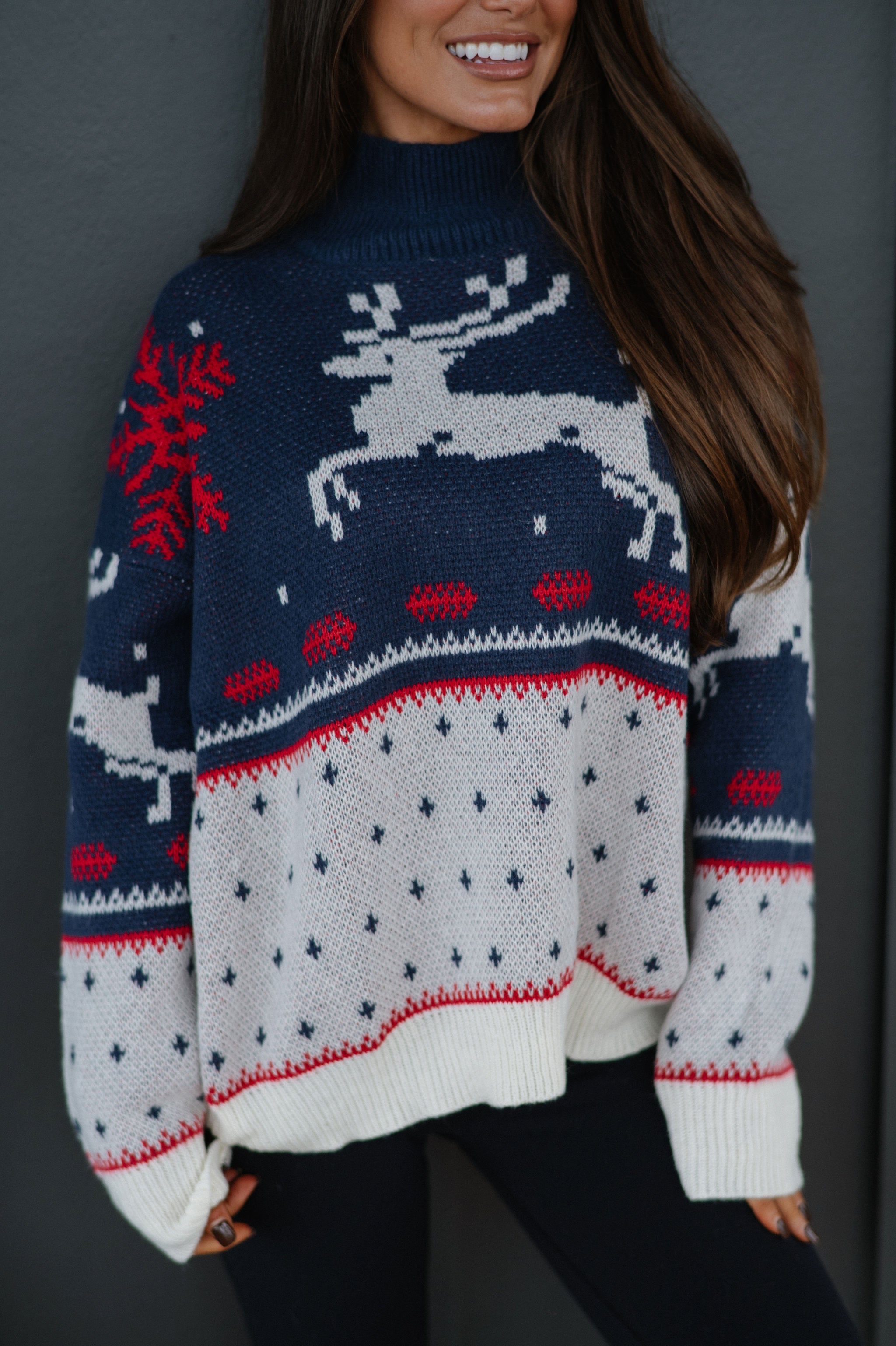 Prancer Fair Isle Sweater-Blue Multi