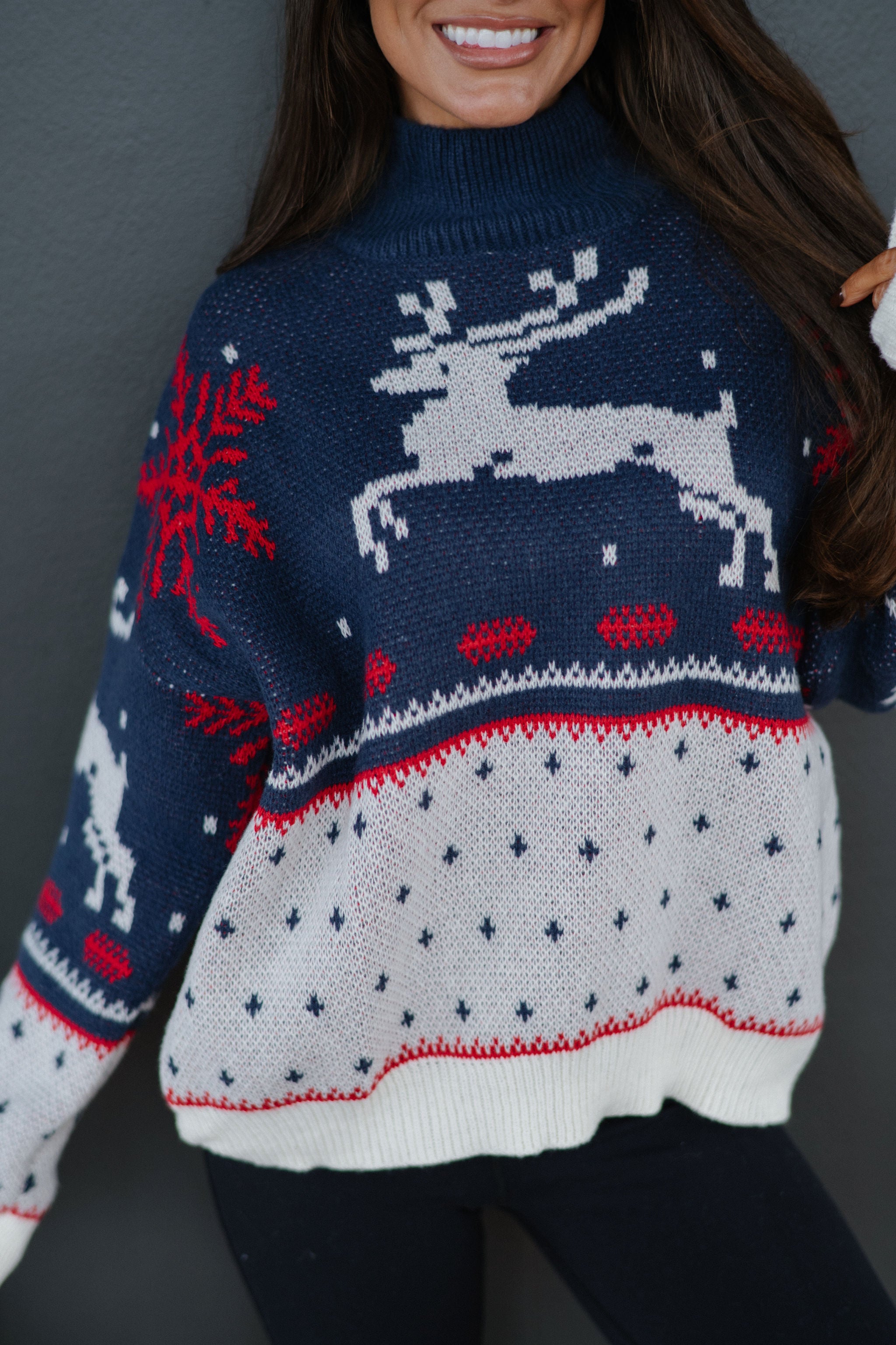 Prancer Fair Isle Sweater-Blue Multi
