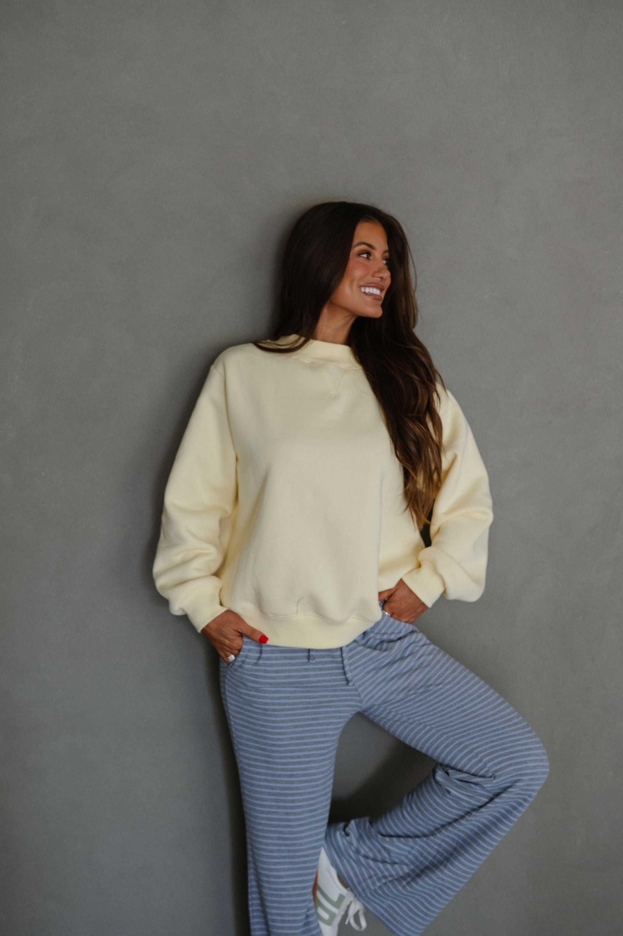 Millie Mock Neck Sweatshirt-Butter
