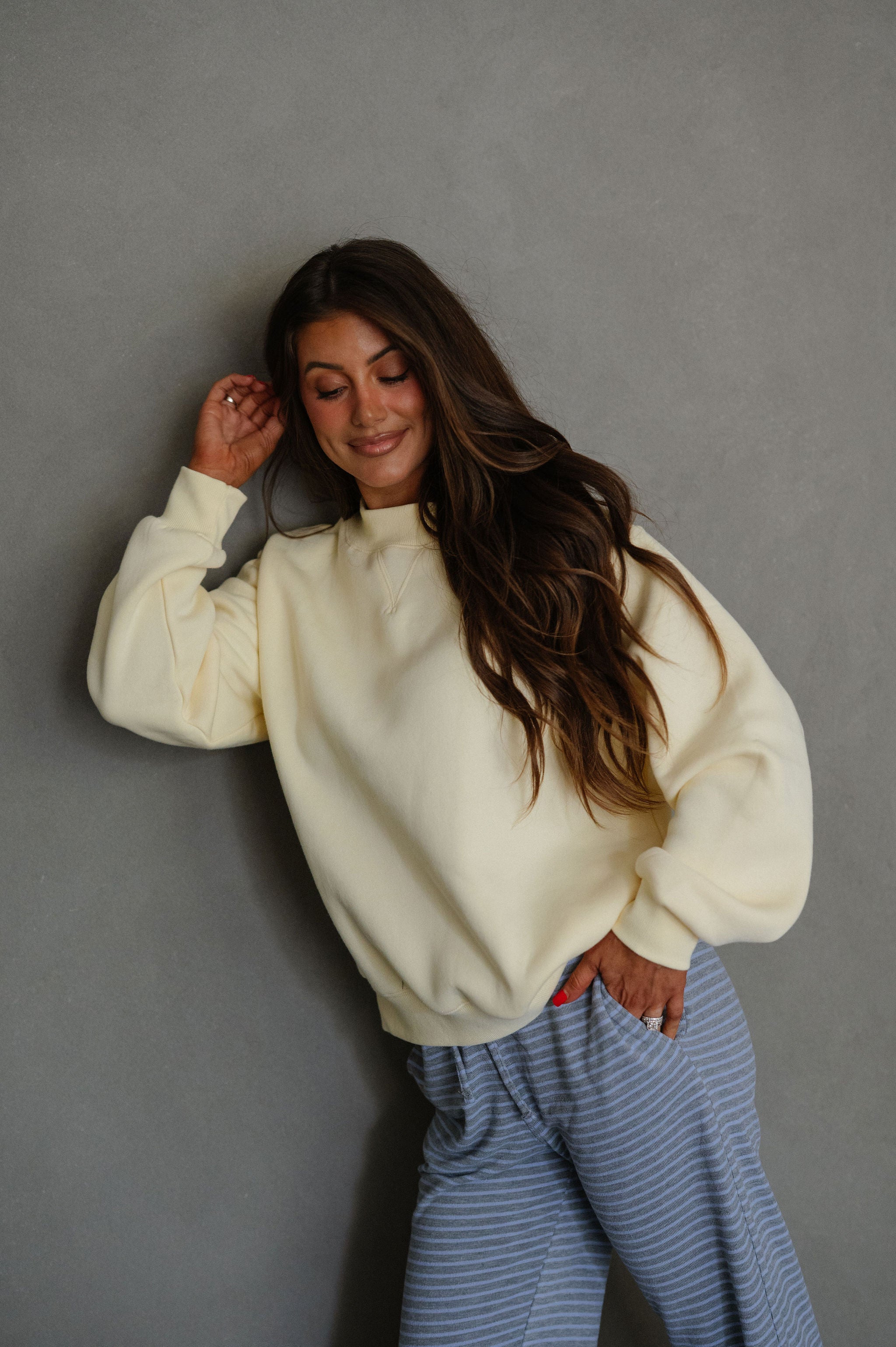 Millie Mock Neck Sweatshirt-Butter
